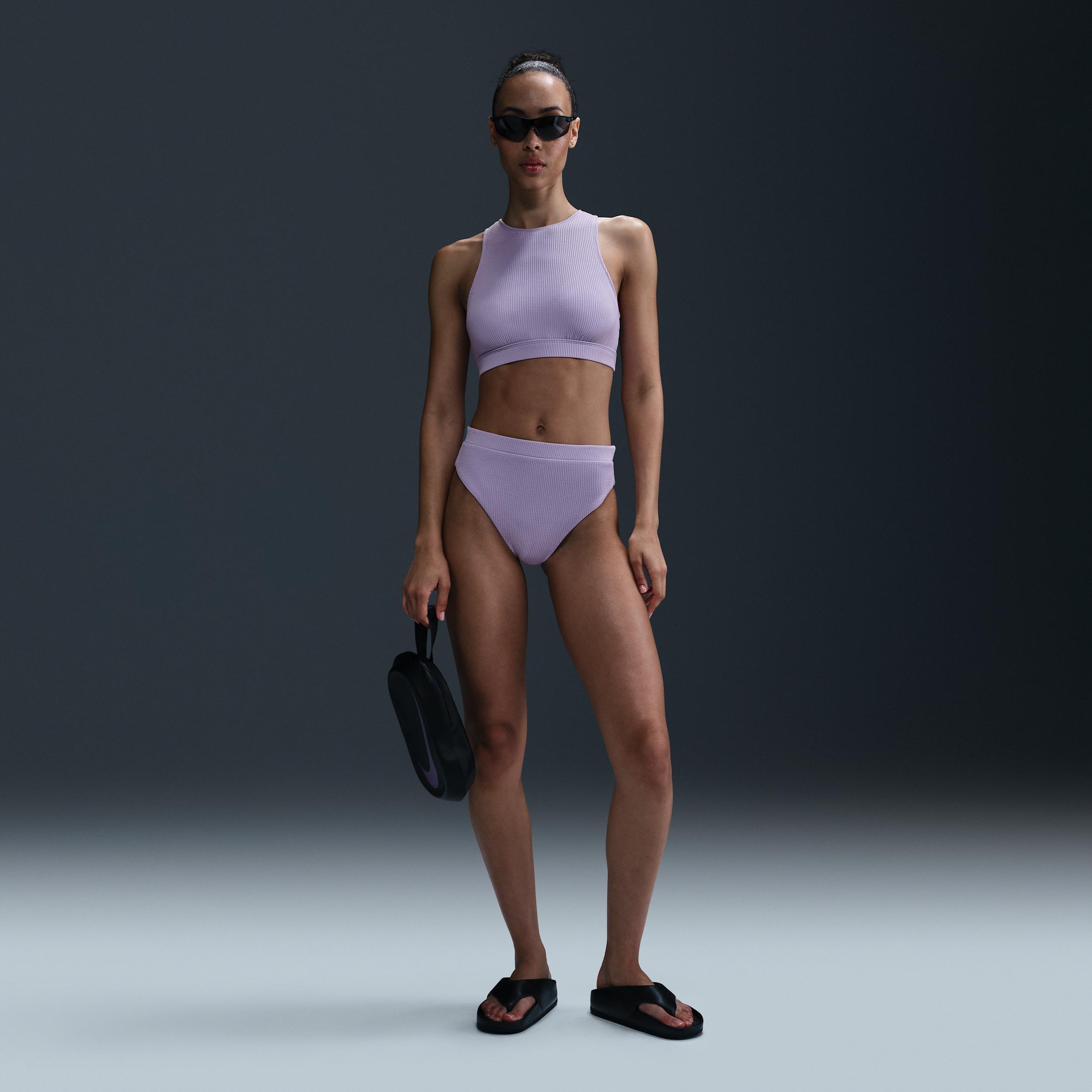 Nike Womens Swim Elevated Essential High-Waisted Bikini Bottom | NESSF268-576 Product Image
