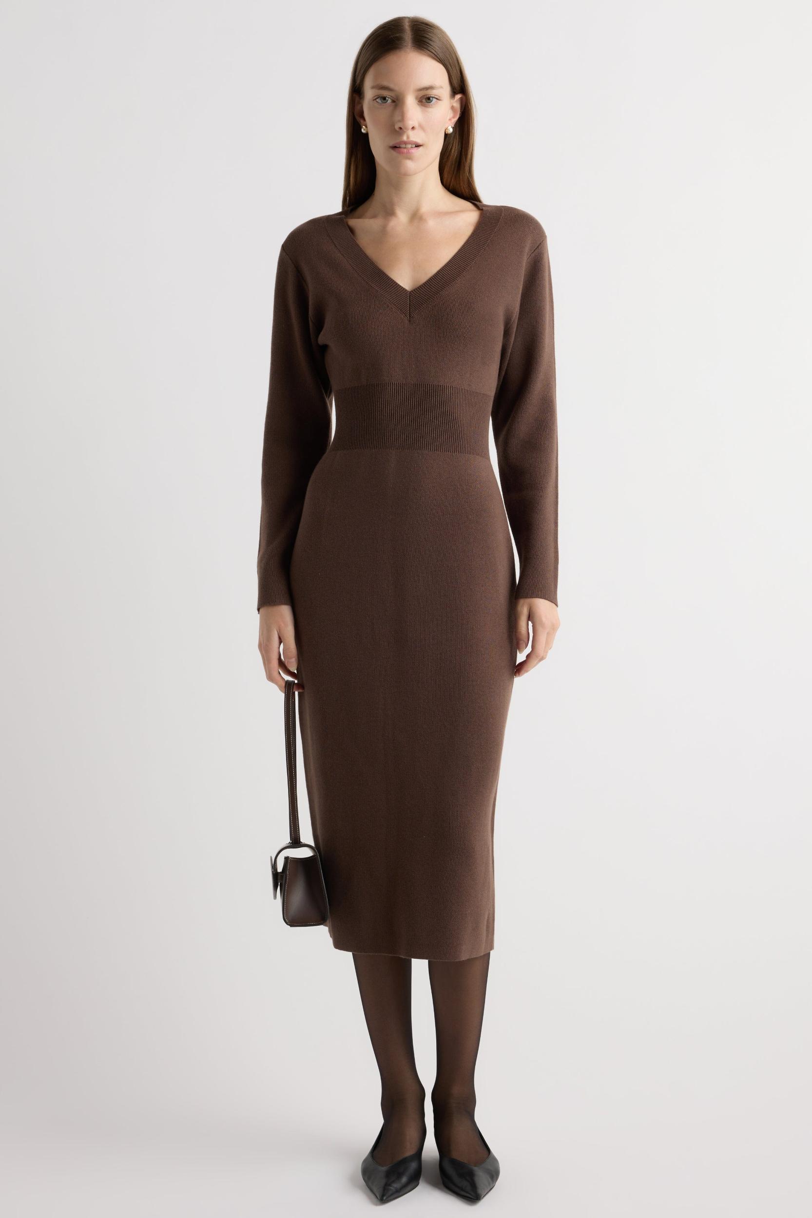 Bora Off-Shoulder V-Neck Sweater Dress Product Image