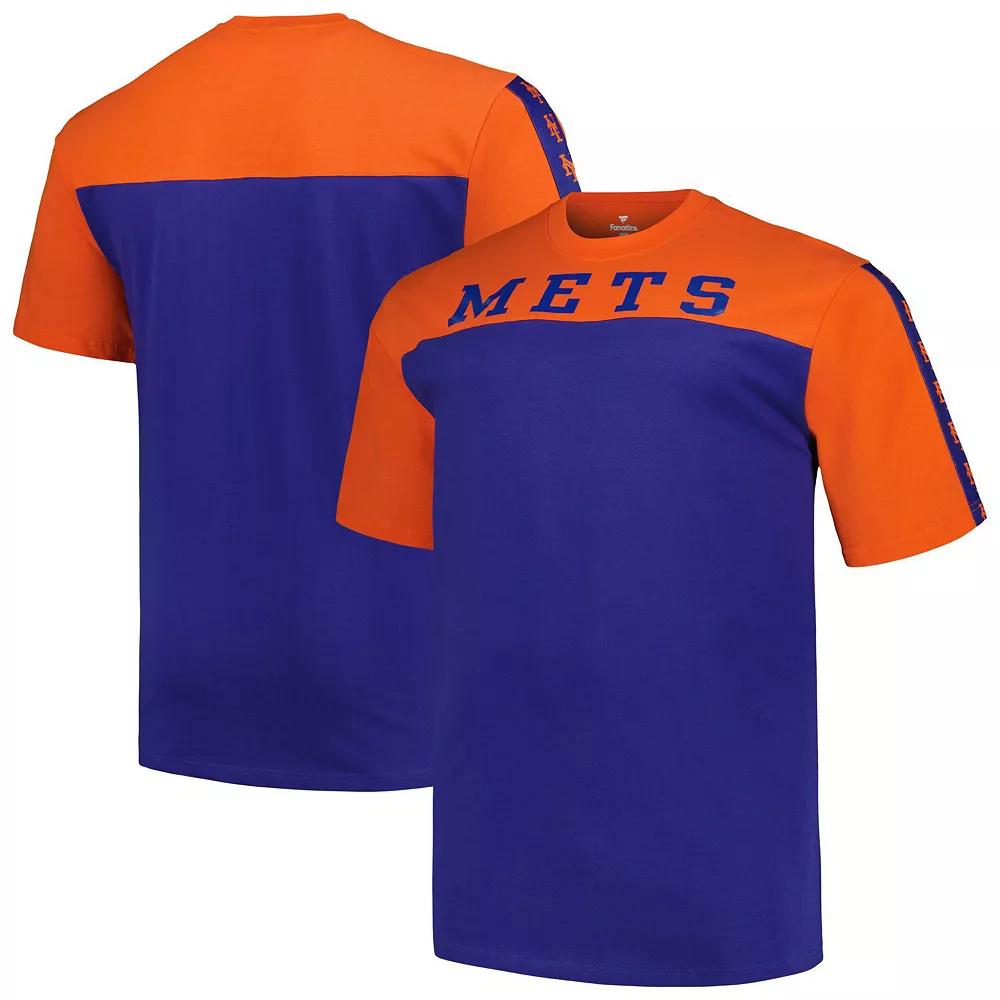 Men's Profile Orange/Royal New York Mets Big & Tall Yoke Knit T-Shirt, Size: 4XB Product Image