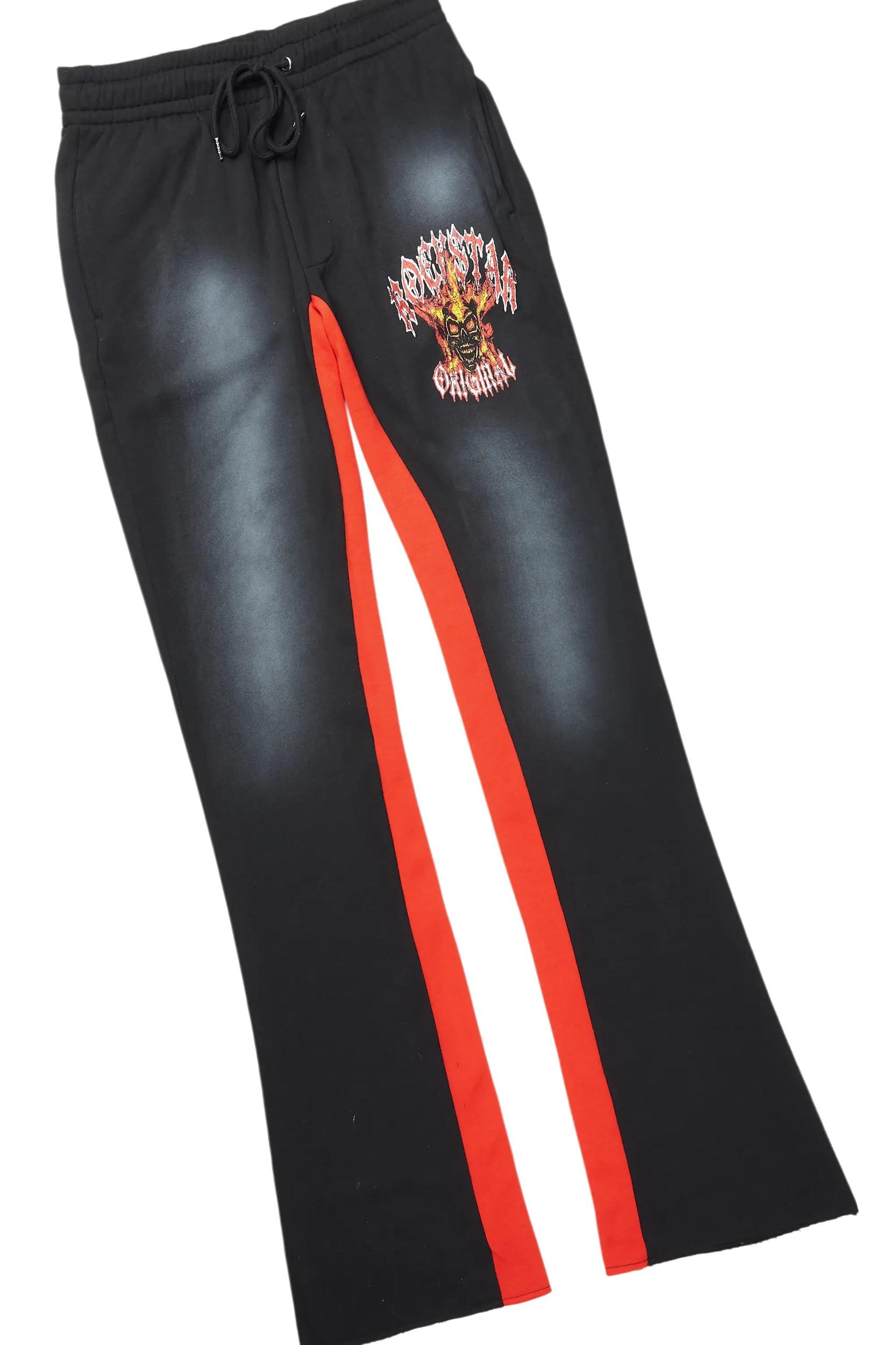 HDStar Black/Red Hoodie/Baggy Track Pant Set Male Product Image