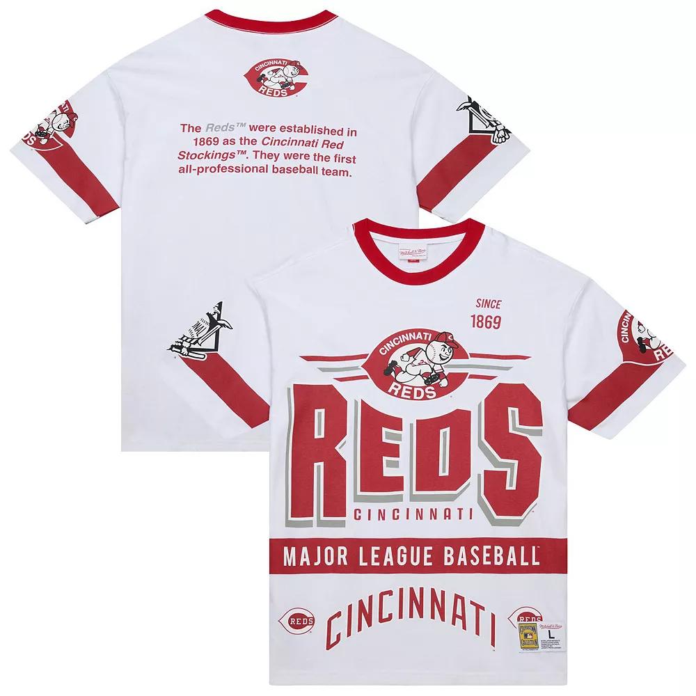Men's Mitchell & Ness White Cincinnati Reds Cooperstown Collection Team Origins Premium T-Shirt, Size: XL, Red White Product Image
