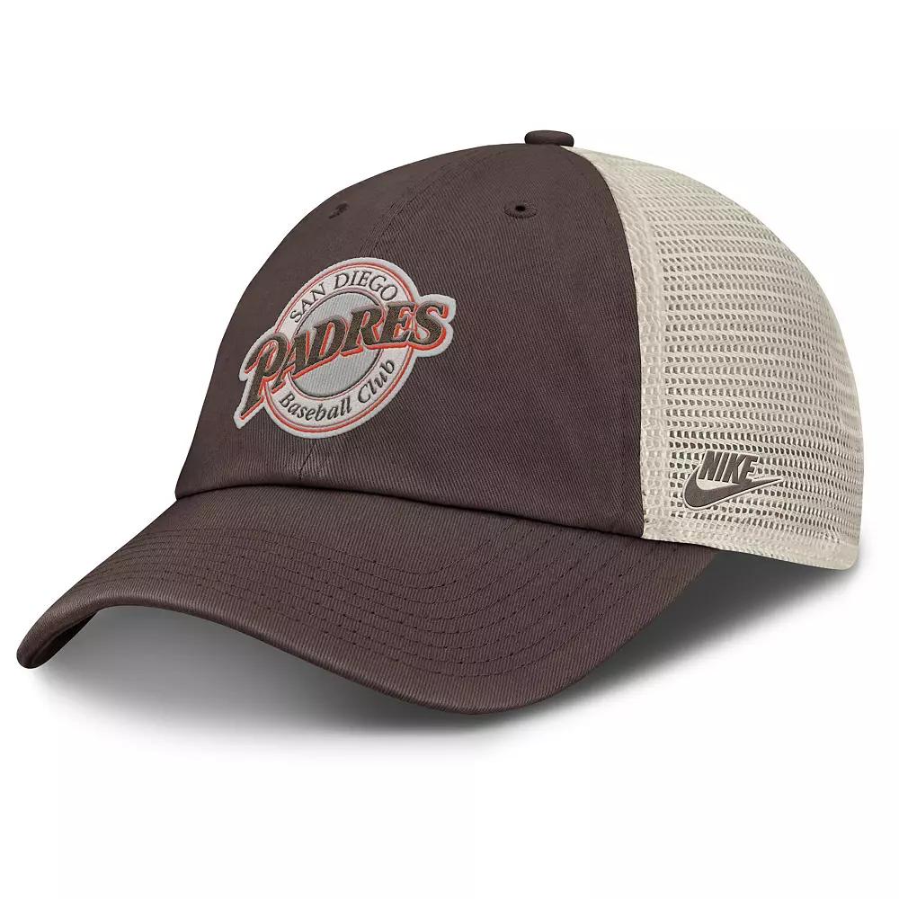 Men's Nike Brown/Natural San Diego Padres Cooperstown Collection Club Trucker Adjustable Hat,  Product Image