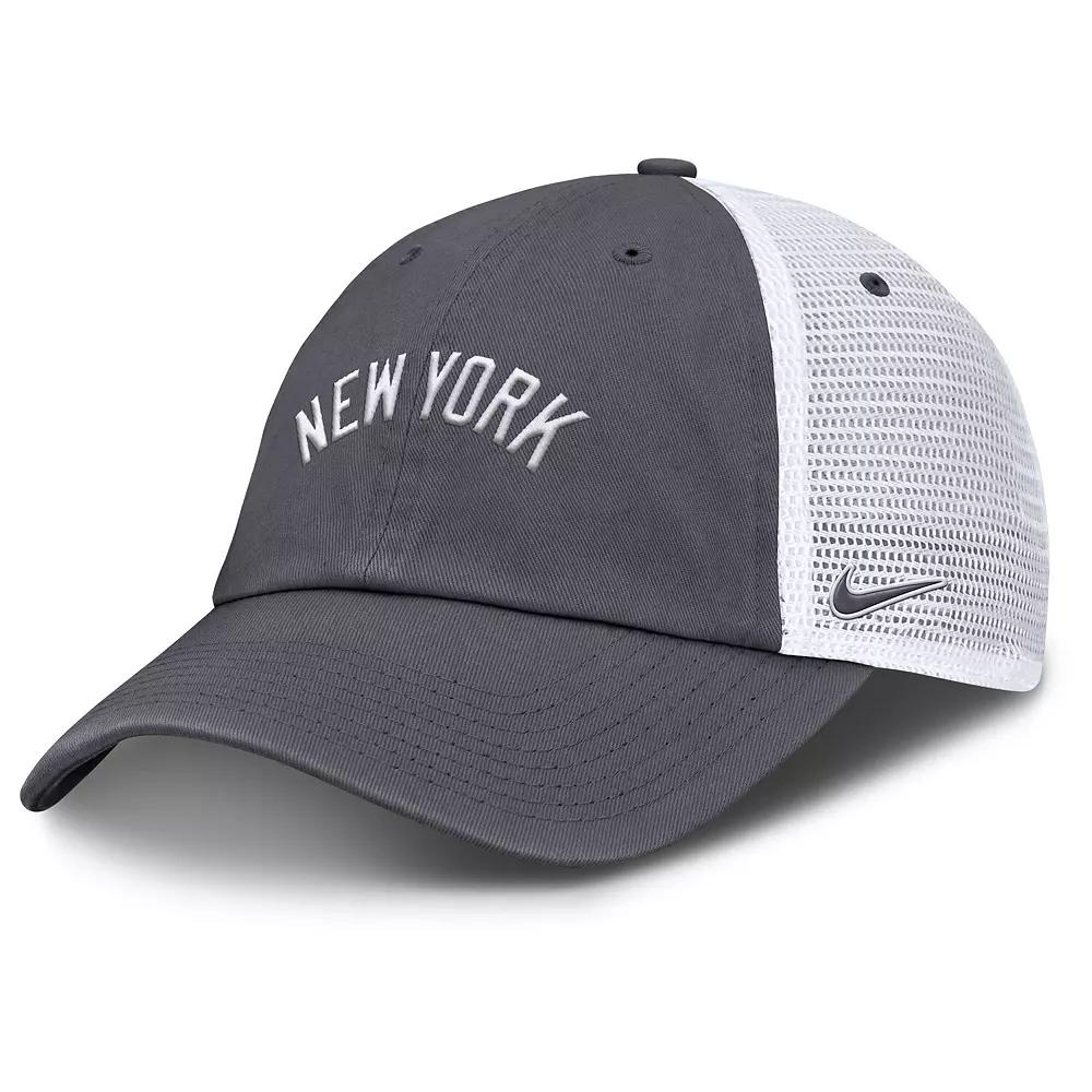 Men's Nike Gray New York Yankees Wordmark Club Adjustable Trucker Hat,  Product Image