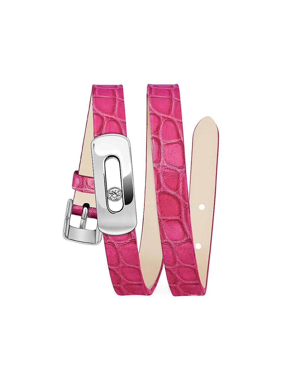 Womens My Move 18K White Gold & Diamond Crocodile Wrap Bracelet Product Image