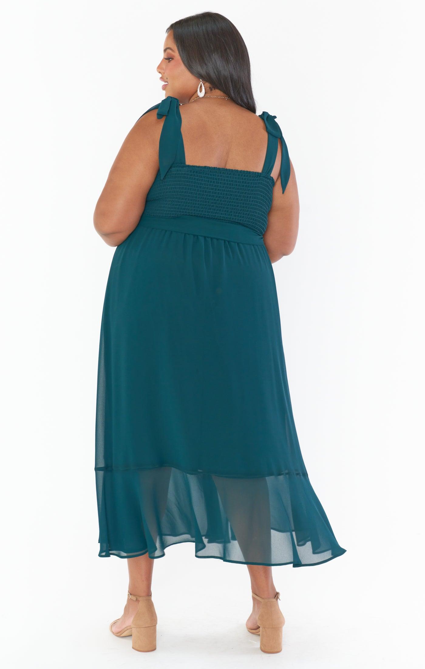 Claire Midi Dress ~ Emerald Chiffon Product Image