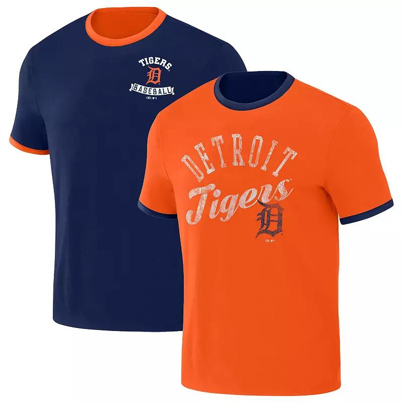 Men's Darius Rucker Collection by Fanatics Navy/Orange Detroit Tigers Two-Way Ringer Reversible T-Shirt, Size: Small, Blue Product Image