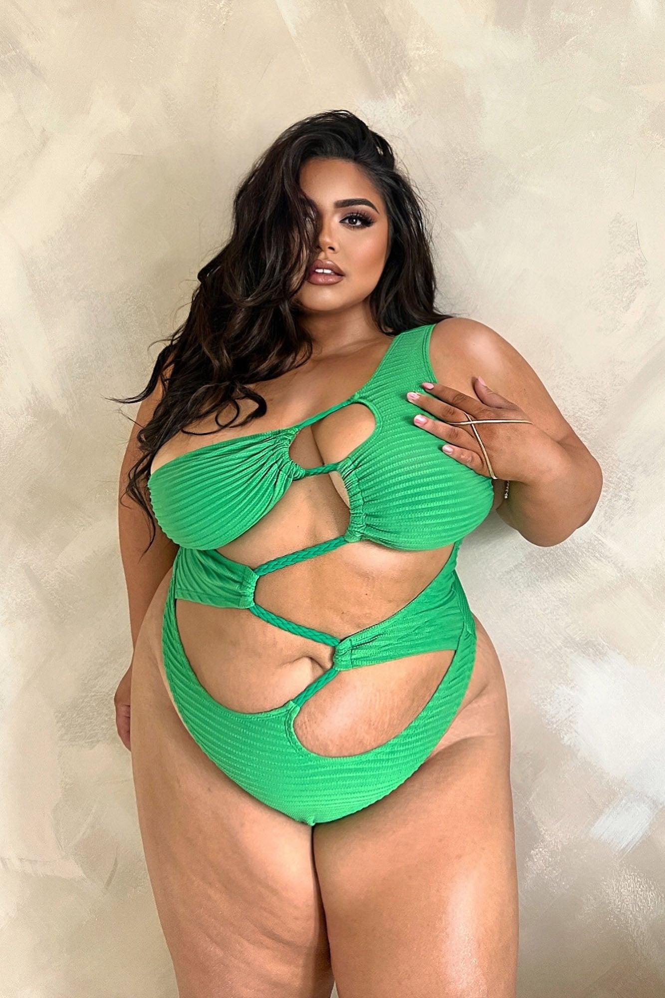 Michelle Cutout 1 Piece Swimsuit - Green Product Image