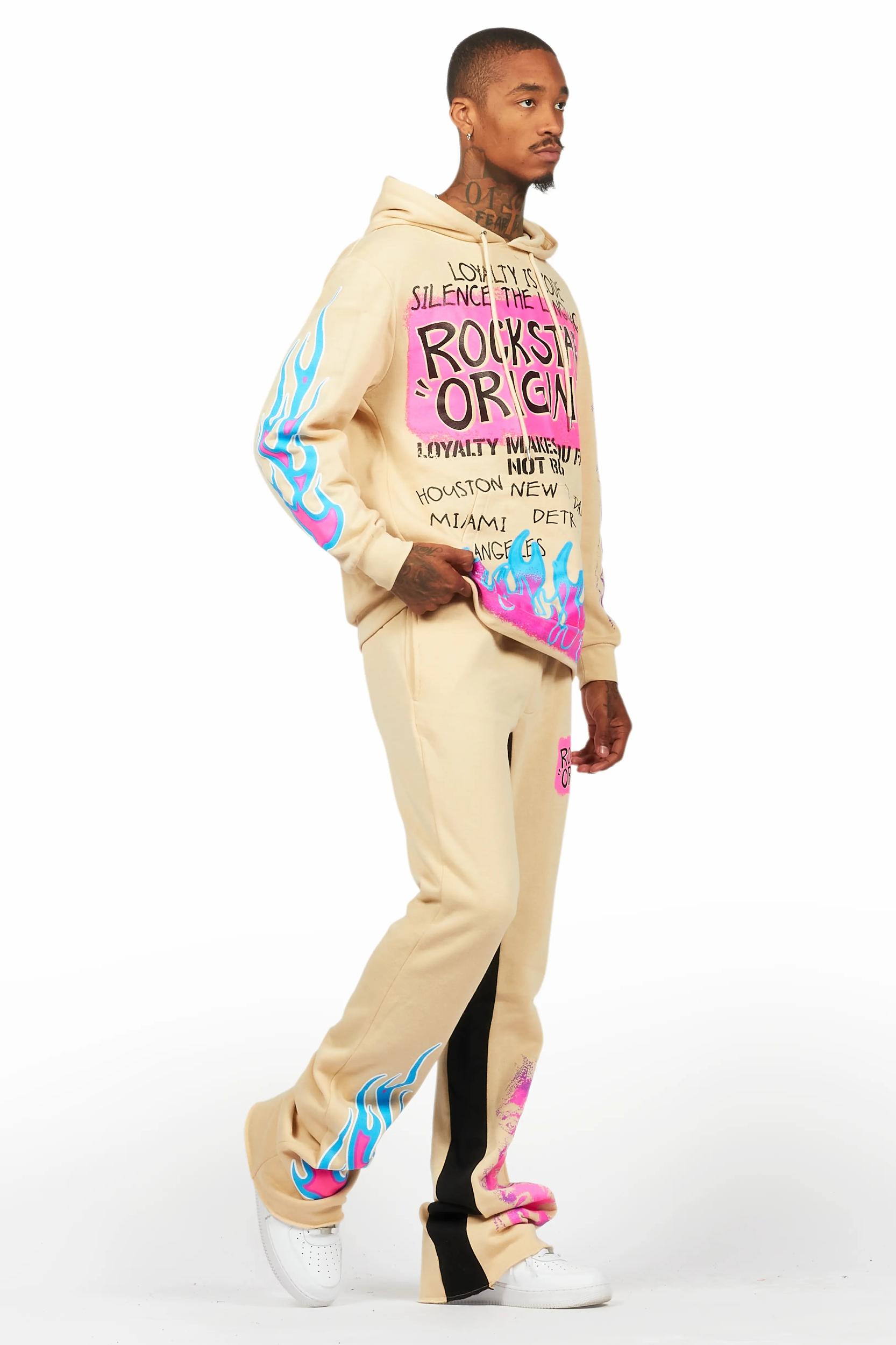 Beno Beige Hoodie/Baggy Track Pant Set Male Product Image