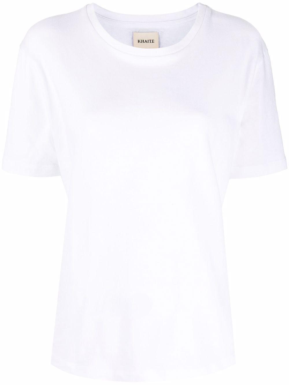 KHAITE Womens White Mae Brand-patch Cotton-jersey T-shirt In Cream Product Image