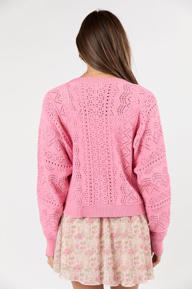 Lasting Impressions Pink Open Knit Cardigan FINAL SALE Product Image