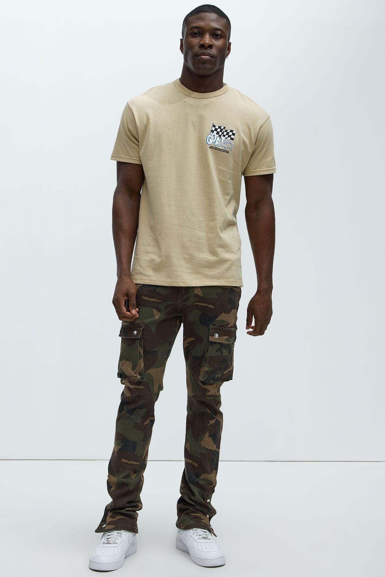 Out These Streets Cargo Stacked Skinny Pants - Camouflage Product Image