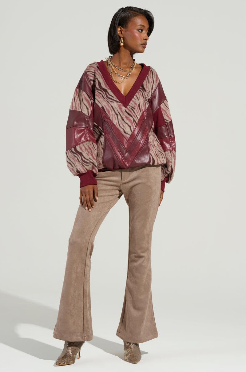 SOFIA FAUX SUEDE FLARE PANTS Product Image