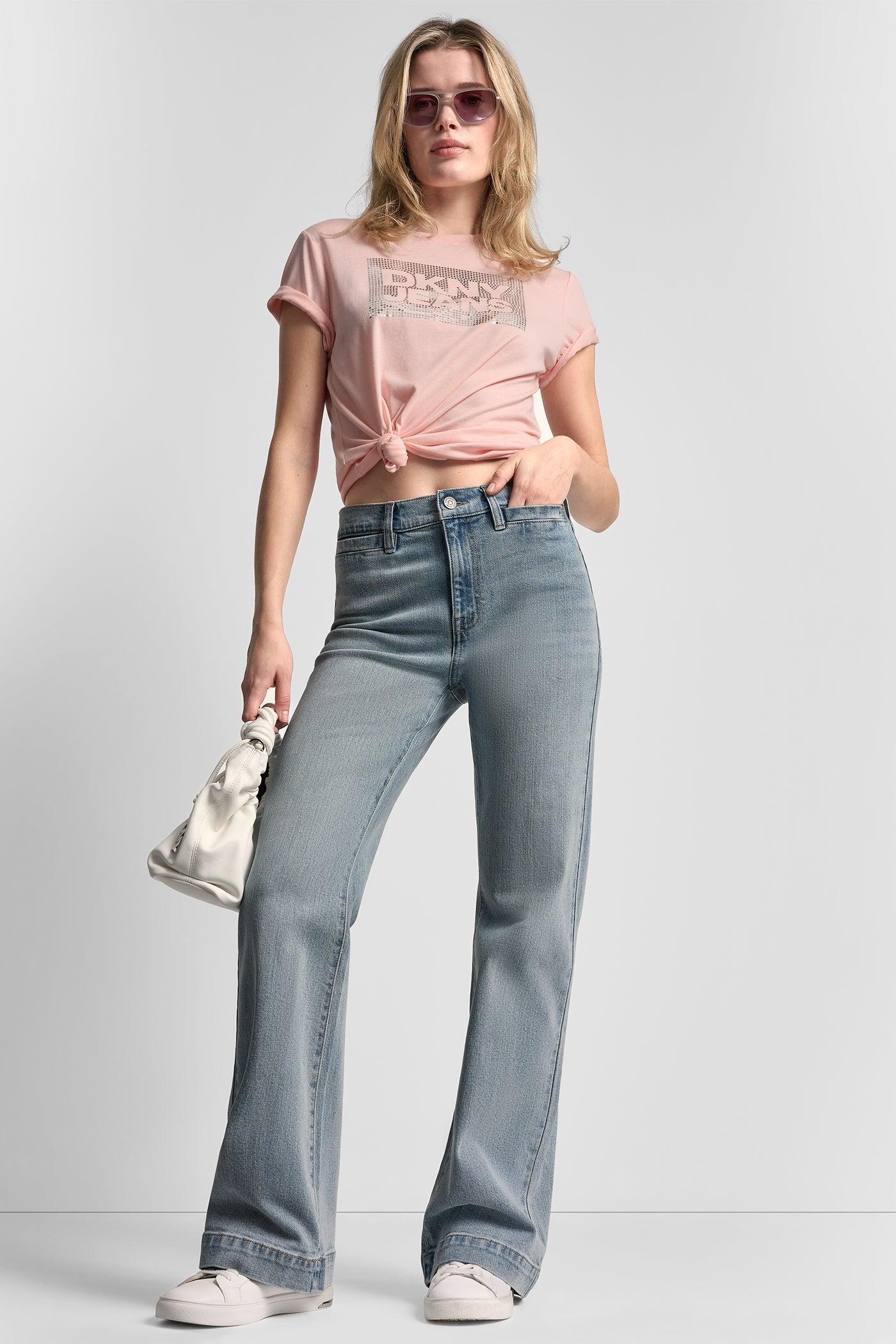 DKNY JEANS STACK LOGO RHINESTONE TEE Product Image