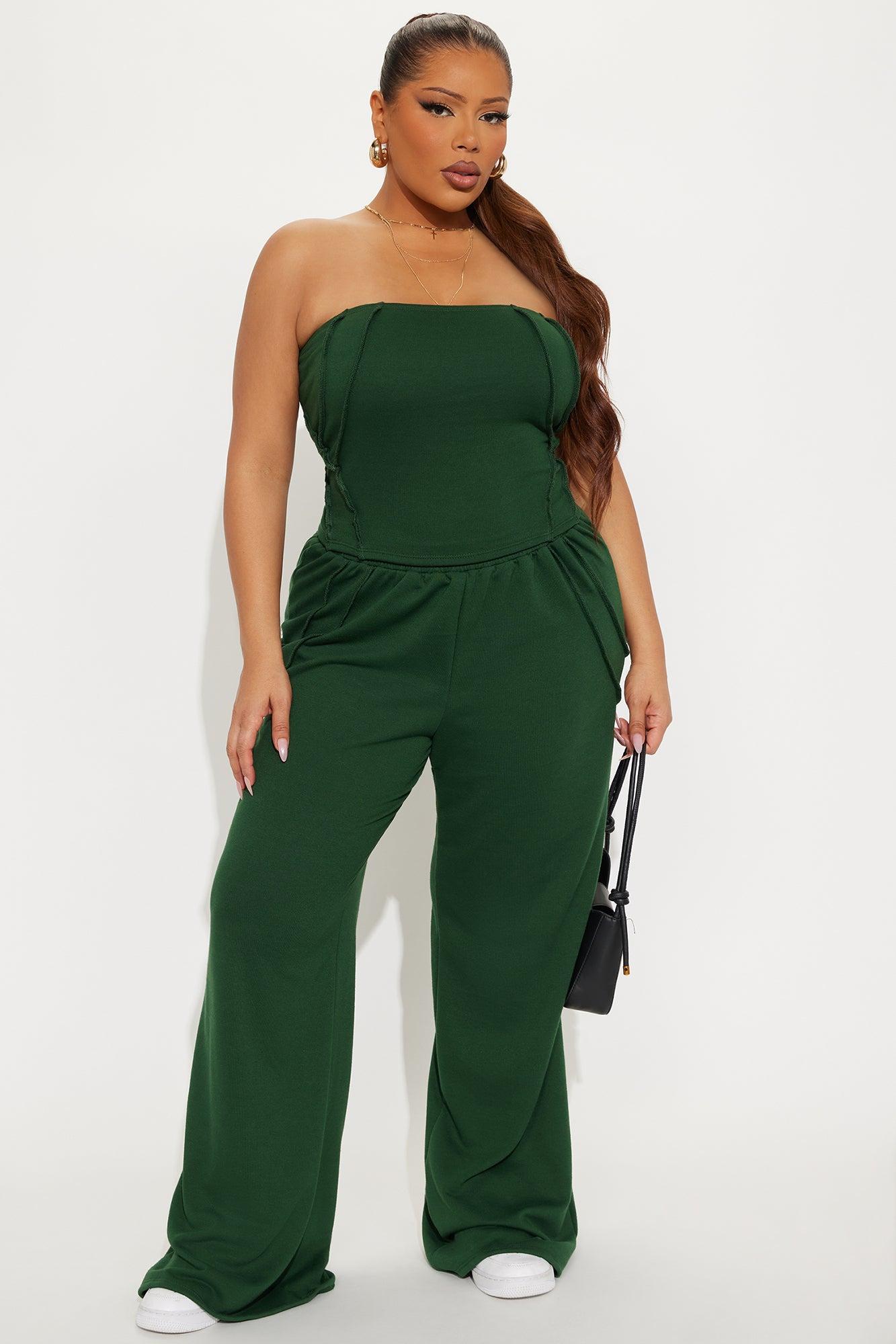 Bree Strapless Wide Leg Pant Set - Hunter Green Female Product Image