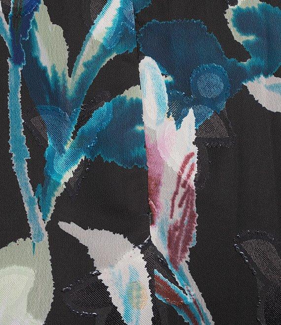 Adrianna Papell Sleeveless Ruffle V-Neck Floral Print Chiffon High-Low Hem Dress Product Image