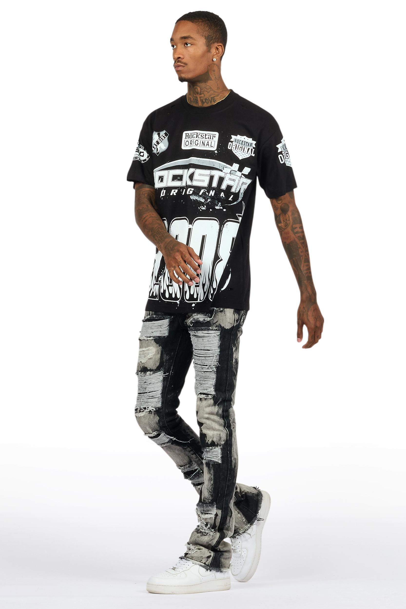 Amos Black T-Shirt/Stacked Flare Jean Bundle Male Product Image