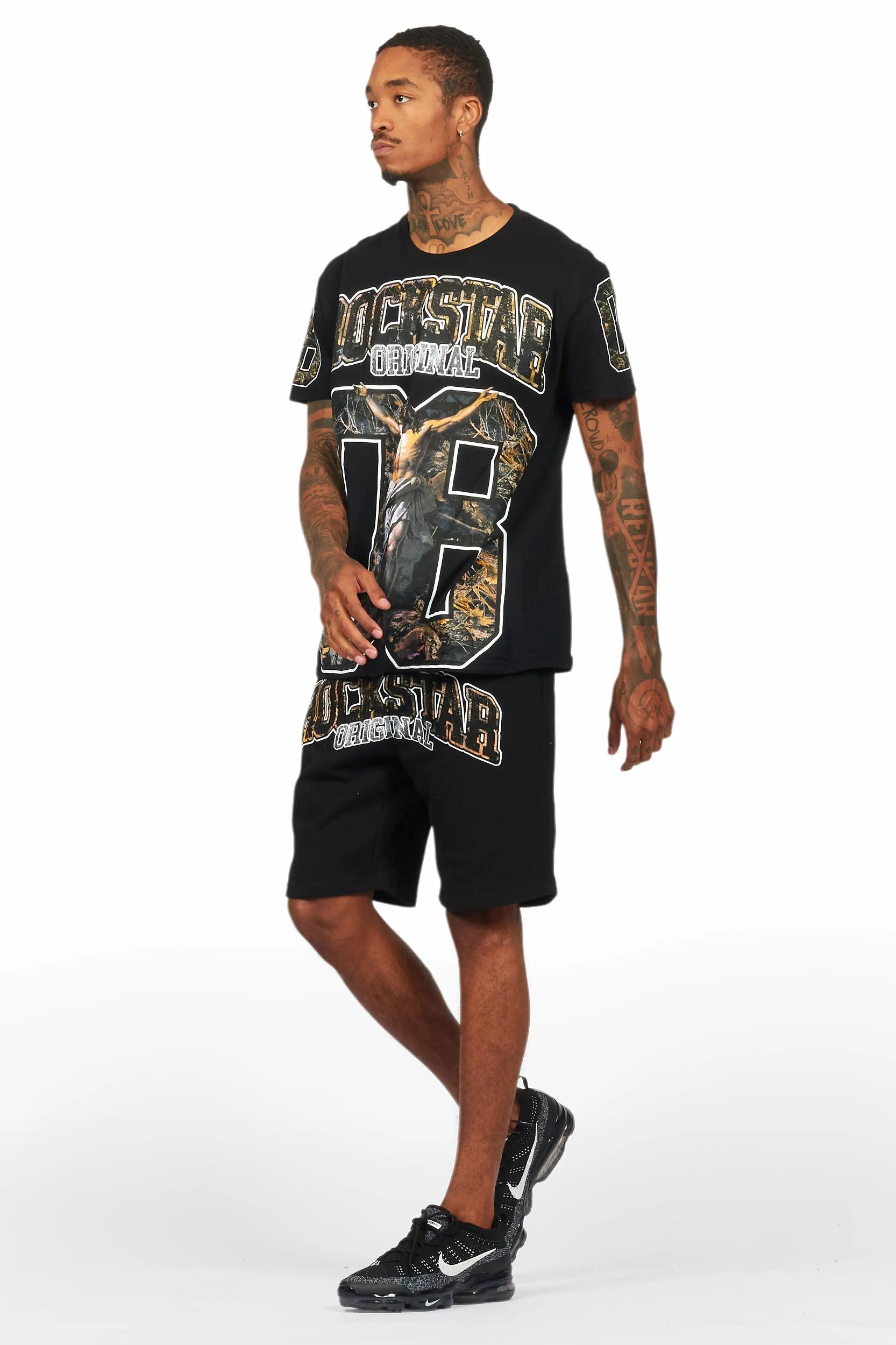 Fields Black Graphic T-Shirt Short Set Male Product Image