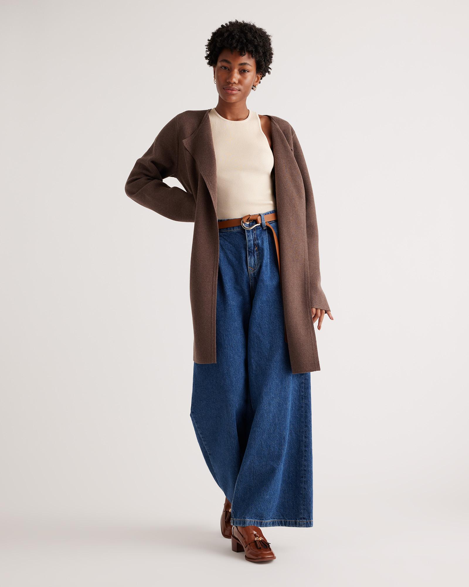 Quince | Women's Knit Collarless Coat Organic Cotton Product Image