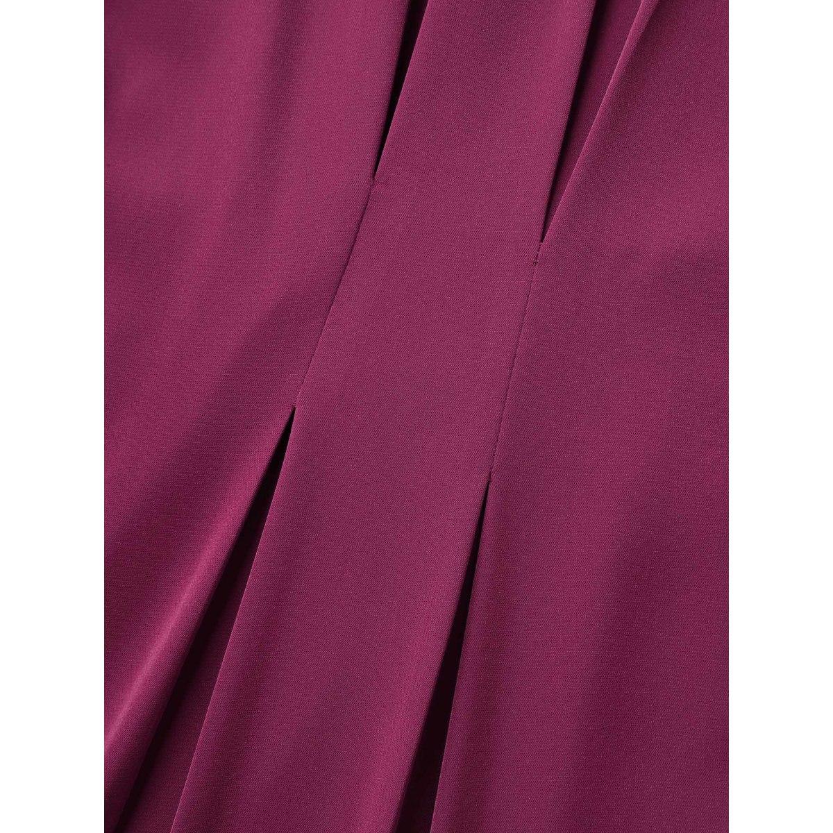 Plus Size Plum Button Detail Waist-Cinched A Line Blouse Women At the Office Short sleeve V-neck Work Blouses BloomChic 14-16/1X Product Image