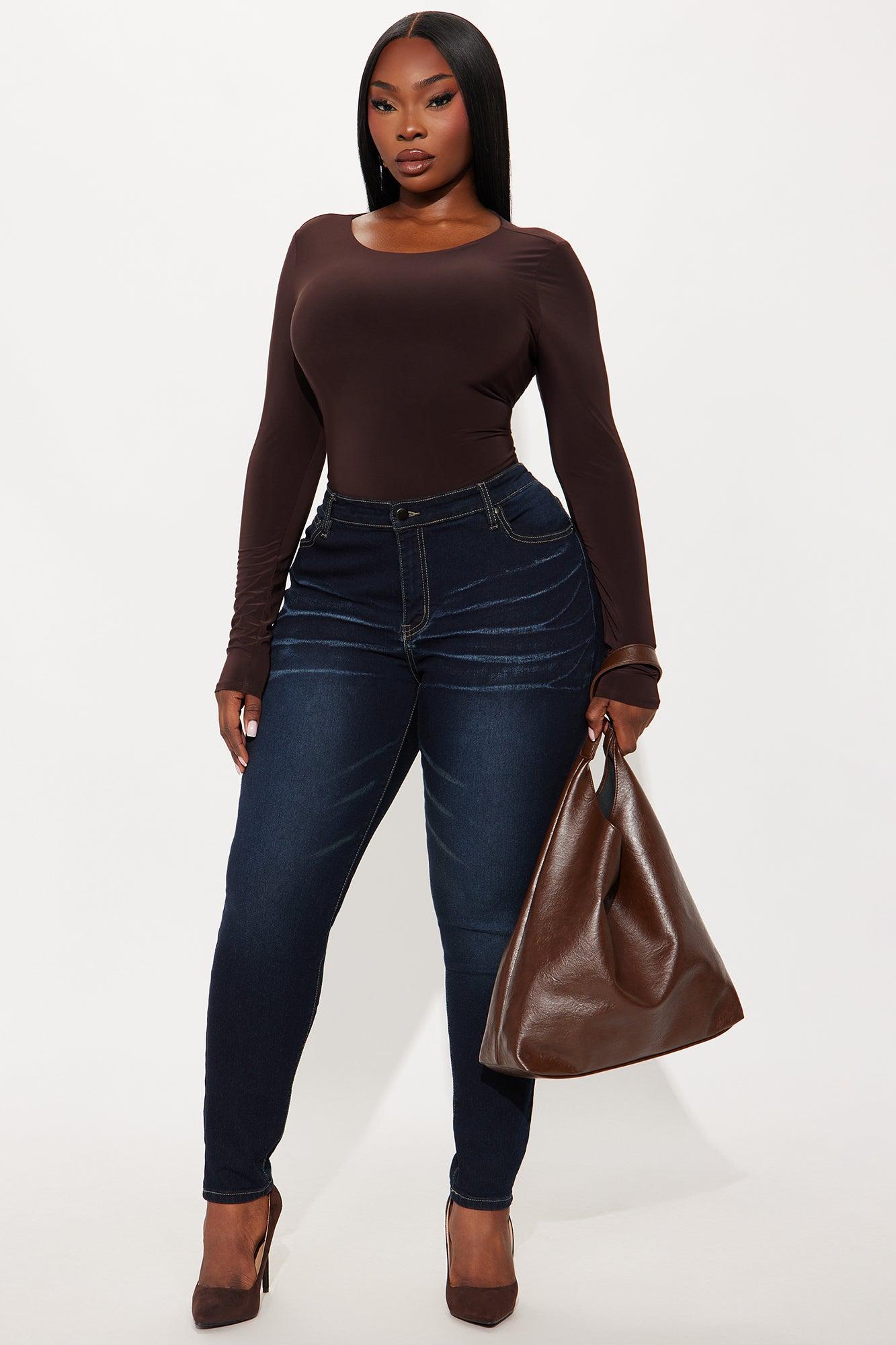 Breezy Double Lined Long Sleeve Bodysuit - Chocolate Female Product Image