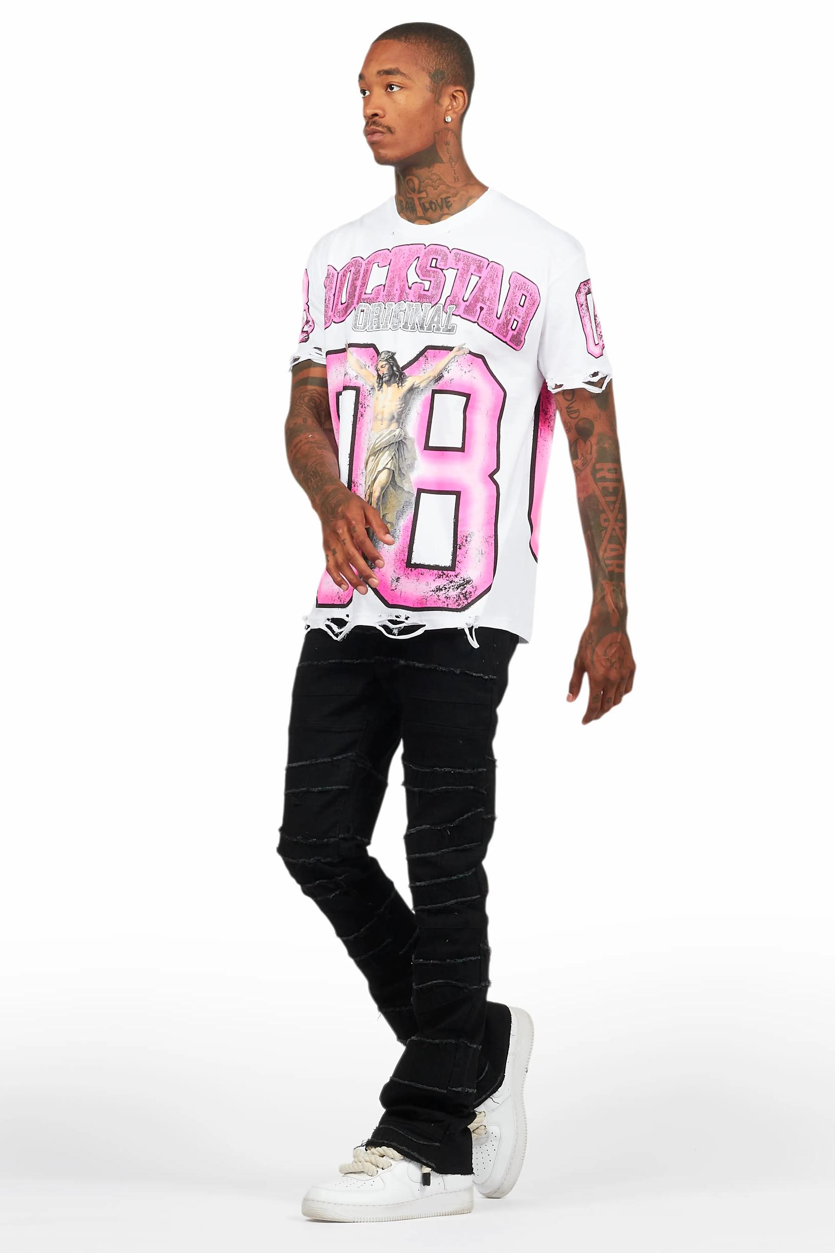 Franko Jet Black Stacked Flare Jean Male Product Image