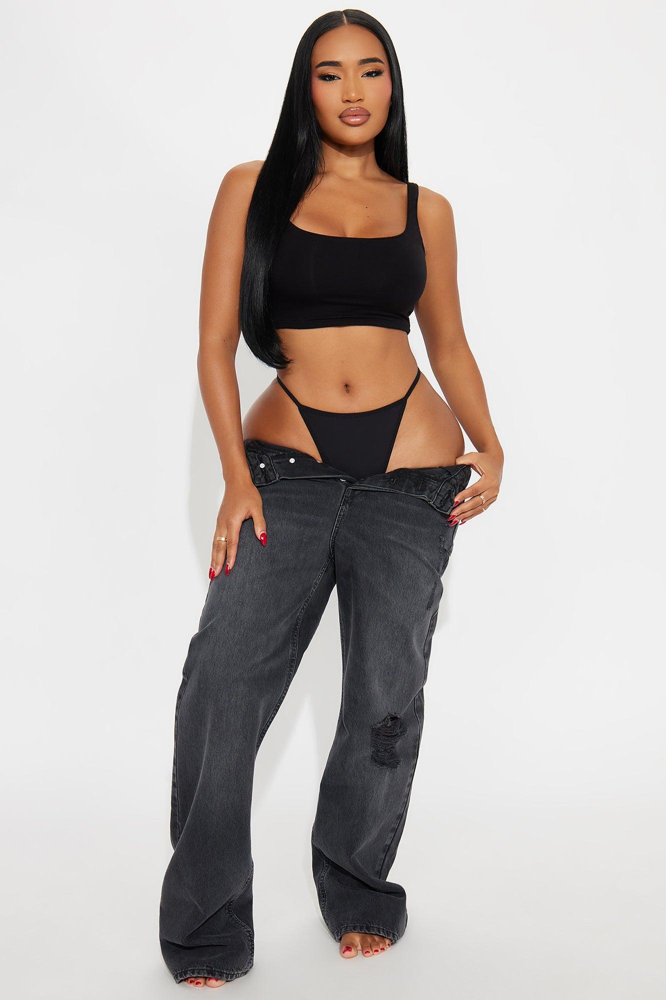 Spank Me Charm Back Thong Panty - Black/Gold Female Product Image