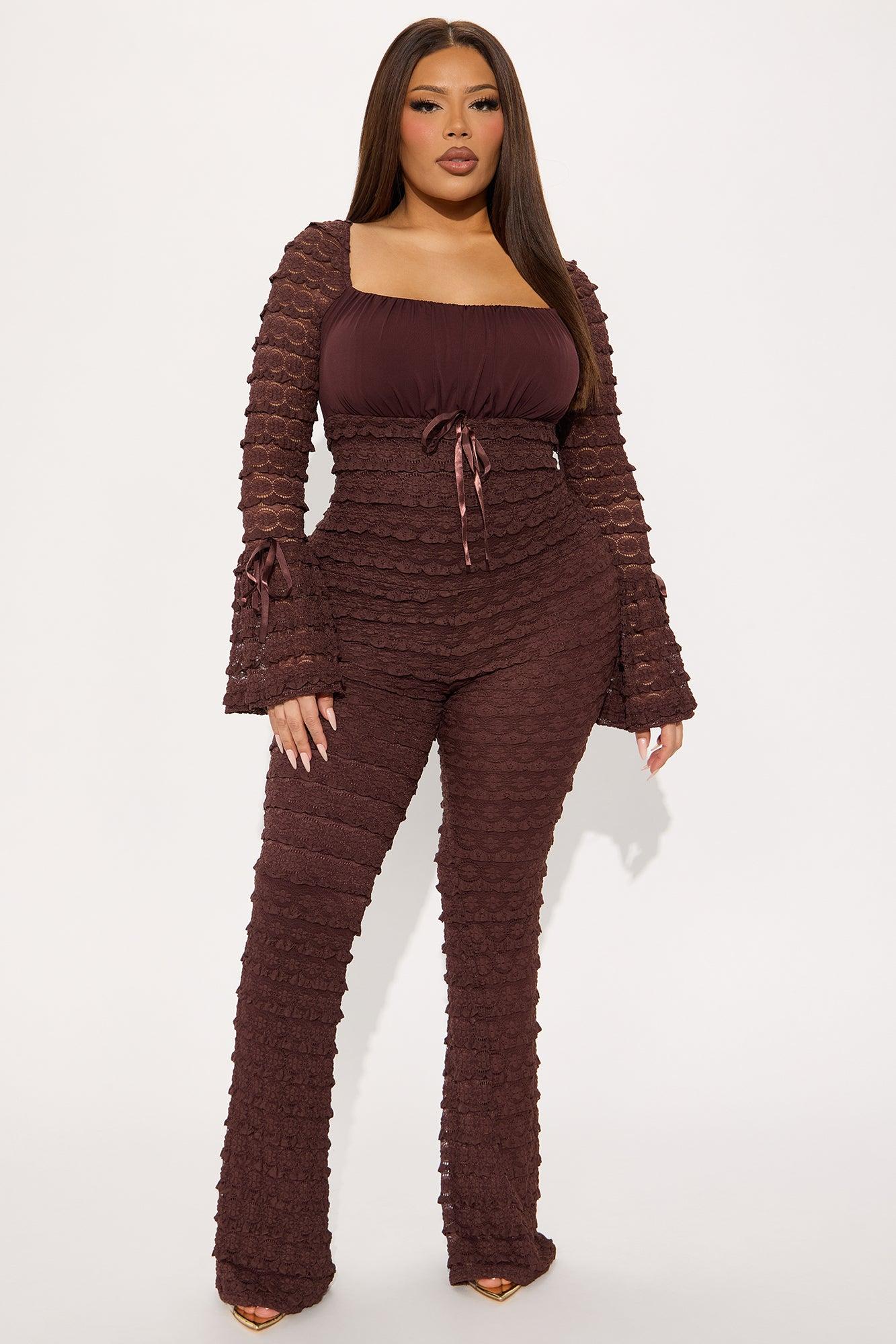 Espresso Lace Jumpsuit - Brown Product Image