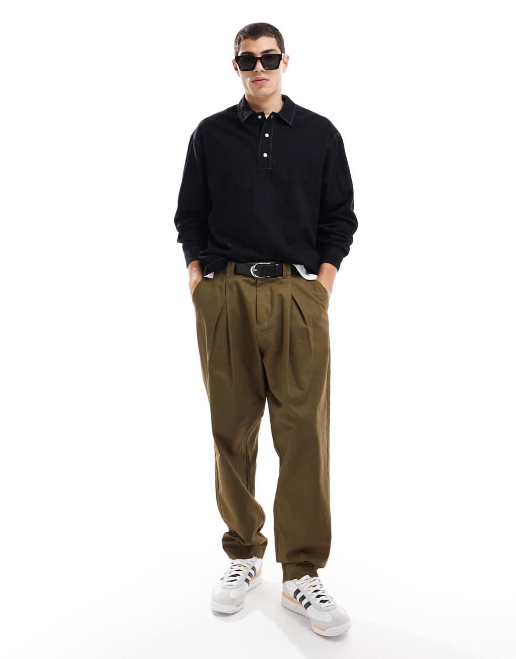 ASOS DESIGN boxy oversized denim overhead shirt in black Product Image