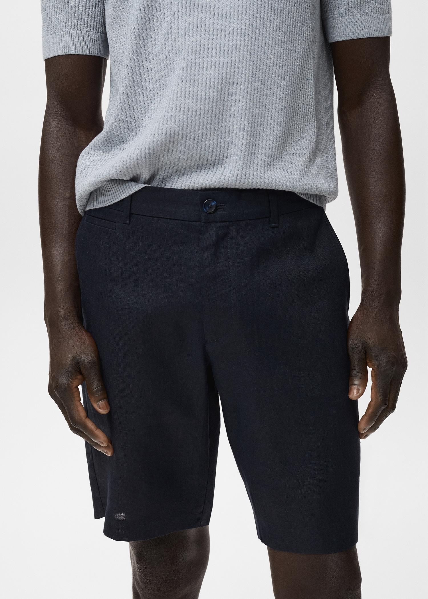 Slim-fit 100% linen bermuda shorts - Men | MANGO USA Product Image