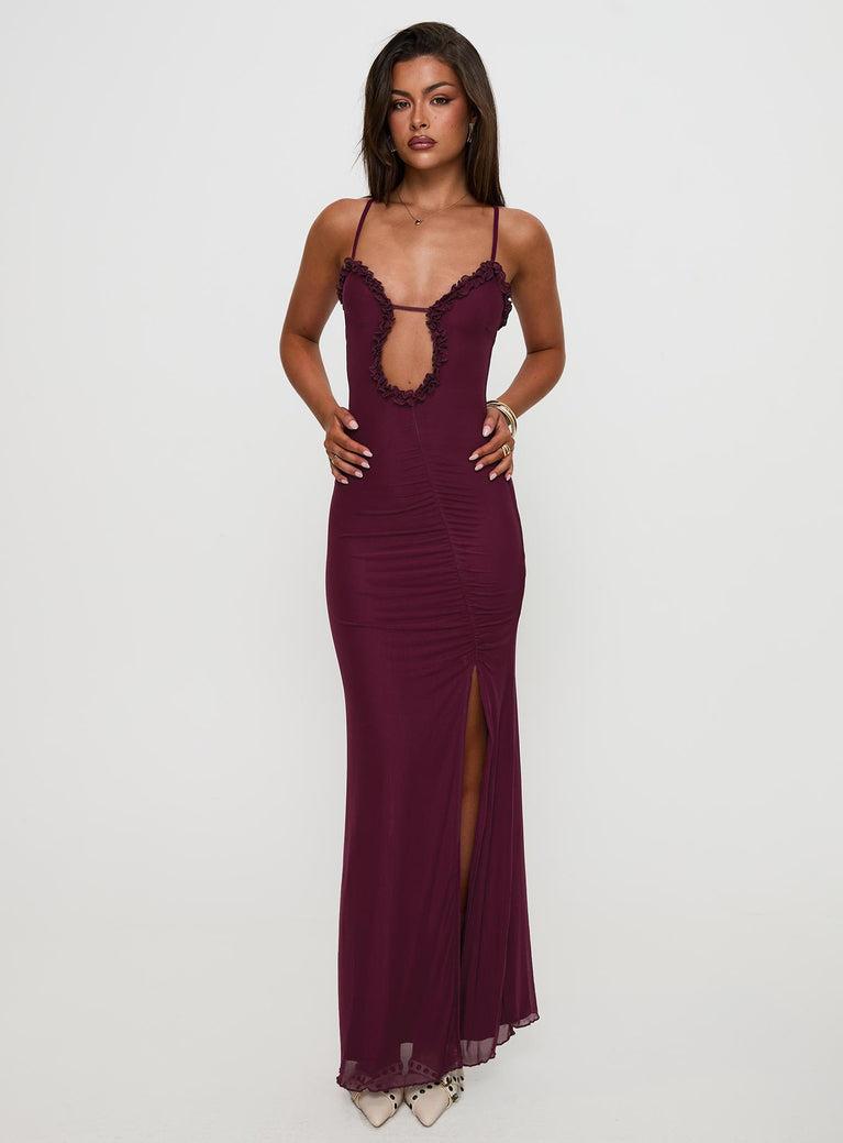 Soulina Ruched Maxi Dress Purple Product Image