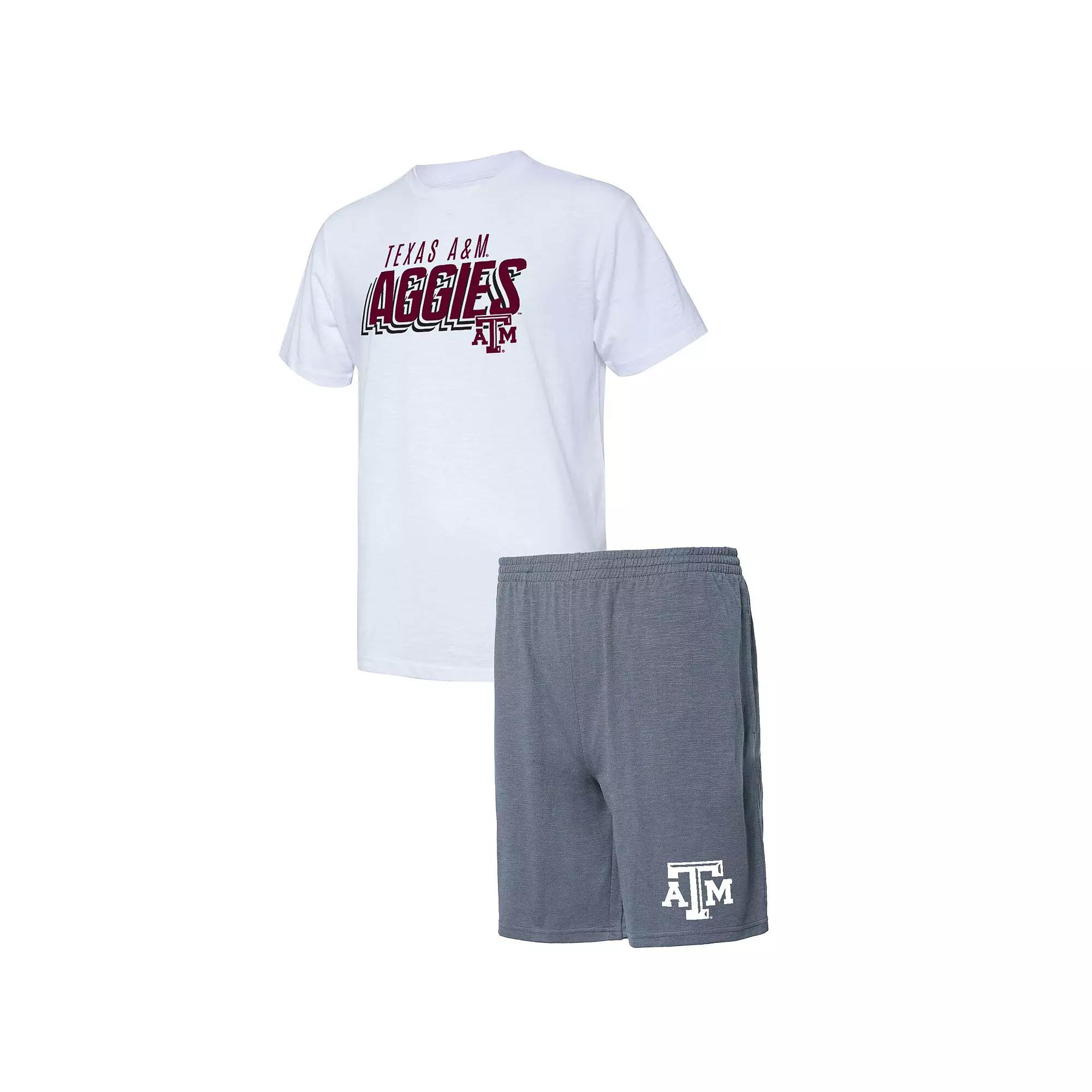 Men's Concepts Sport Charcoal/White Texas A&M Aggies Downfield T-Shirt & Shorts Set,  Product Image