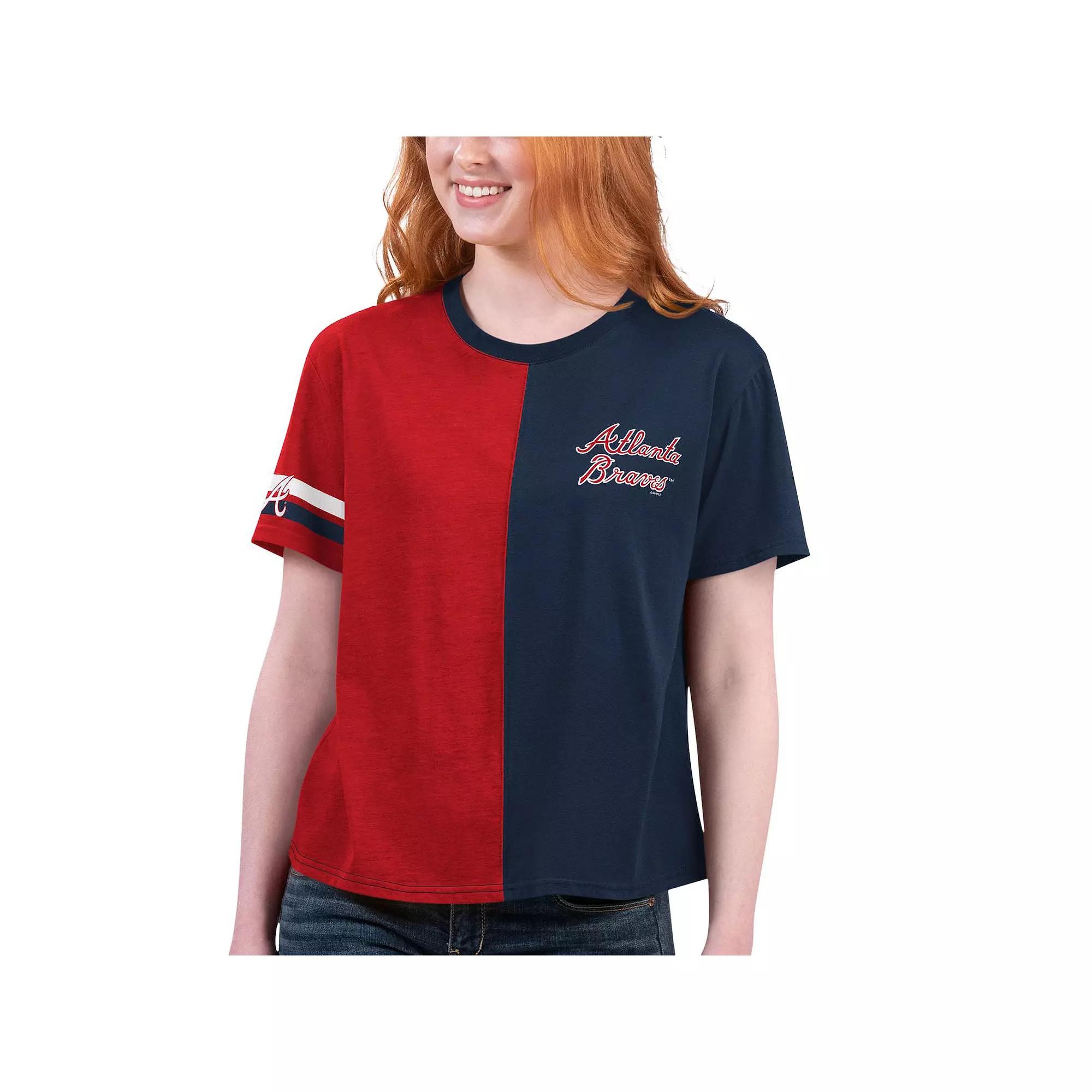 Women's Starter  Navy/Red Atlanta Braves Power Move T-Shirt, Size: Small, Blue Product Image