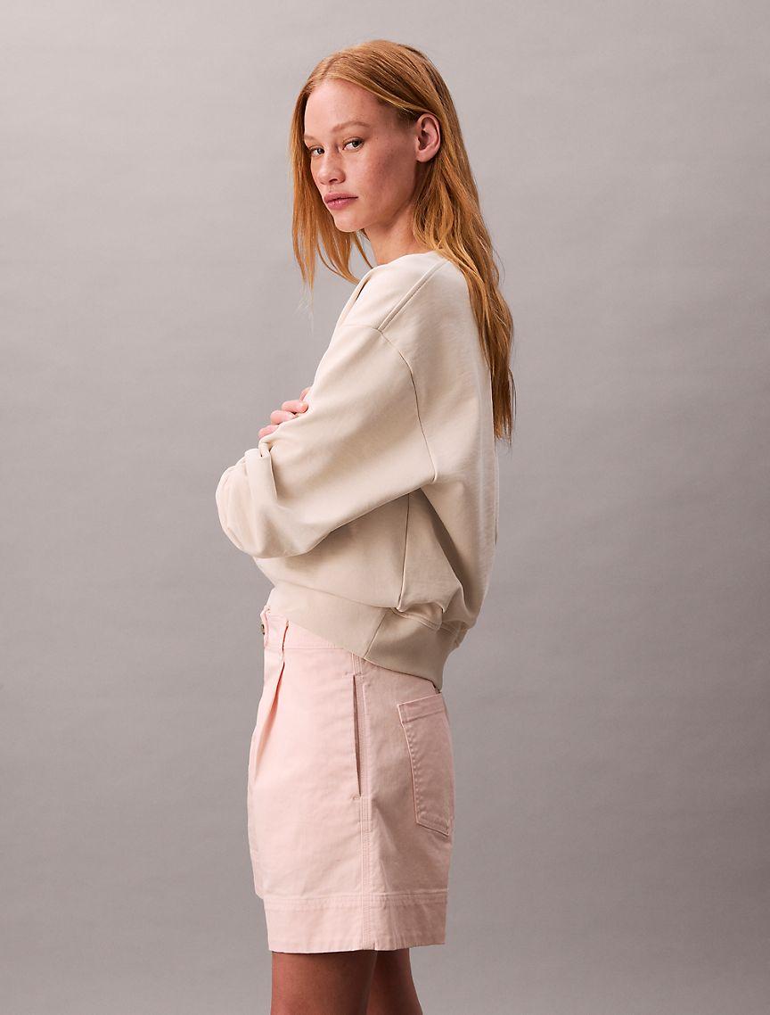 Cotton Stretch Twill Pleated Bermuda Shorts  Product Image