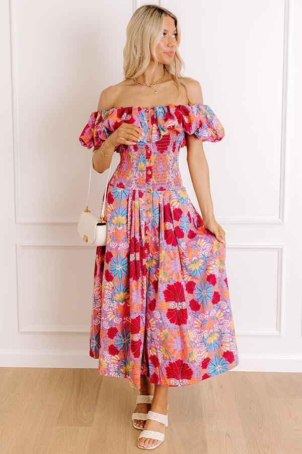 Fiesta Bloom Smocked Midi Dress Product Image