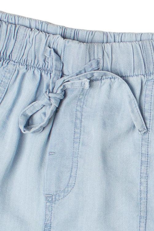 Cuffed Hem Drawstring Tencel Shorts Product Image