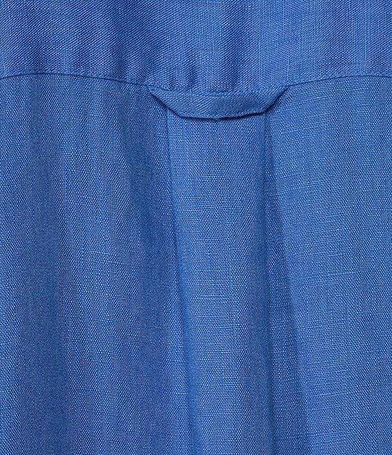 John Mark Linen Point Collar 3/4 Cinched Sleeve Shirt Dress Product Image