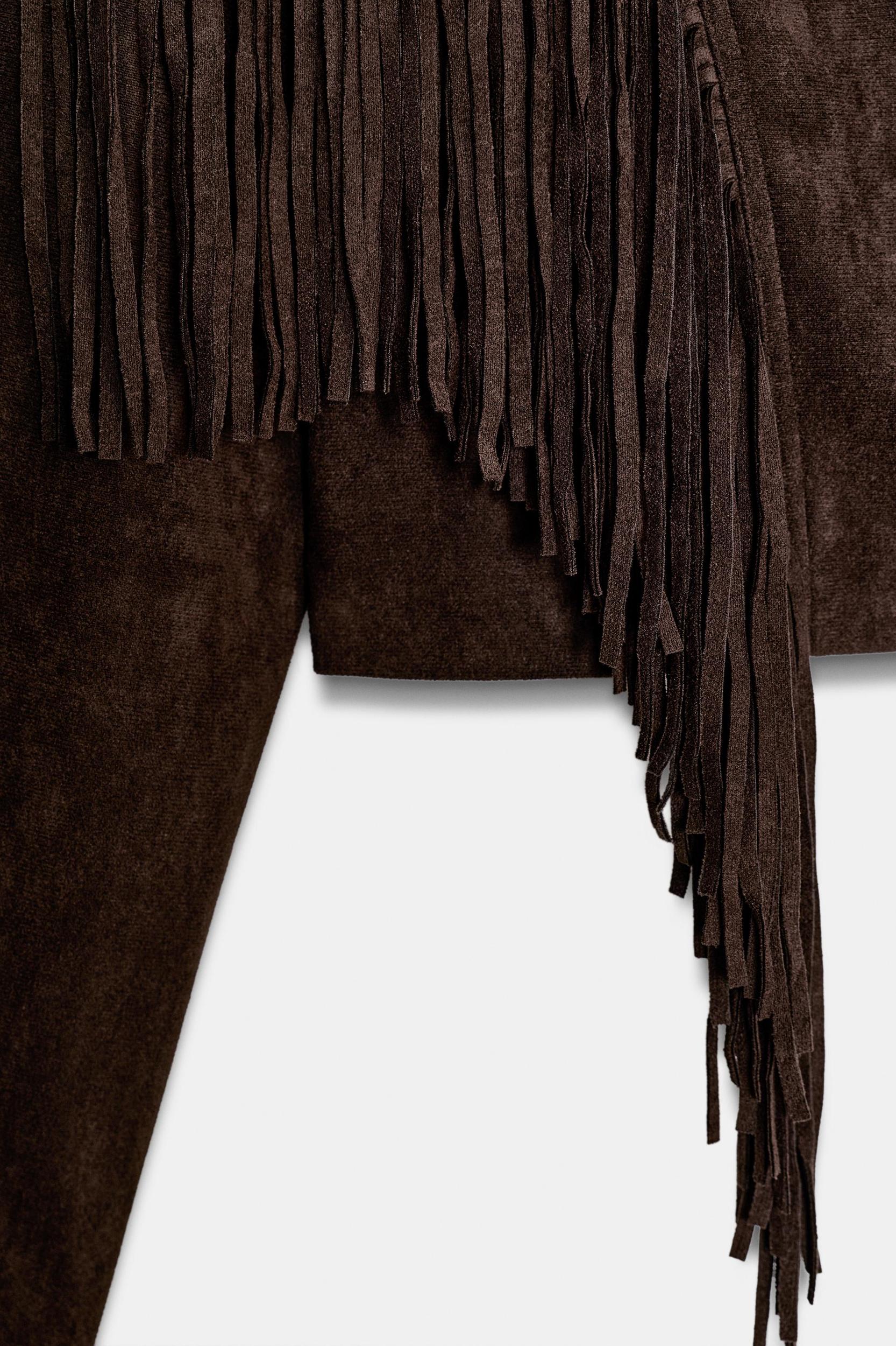 FAUX SUEDE FRINGED JACKET Product Image