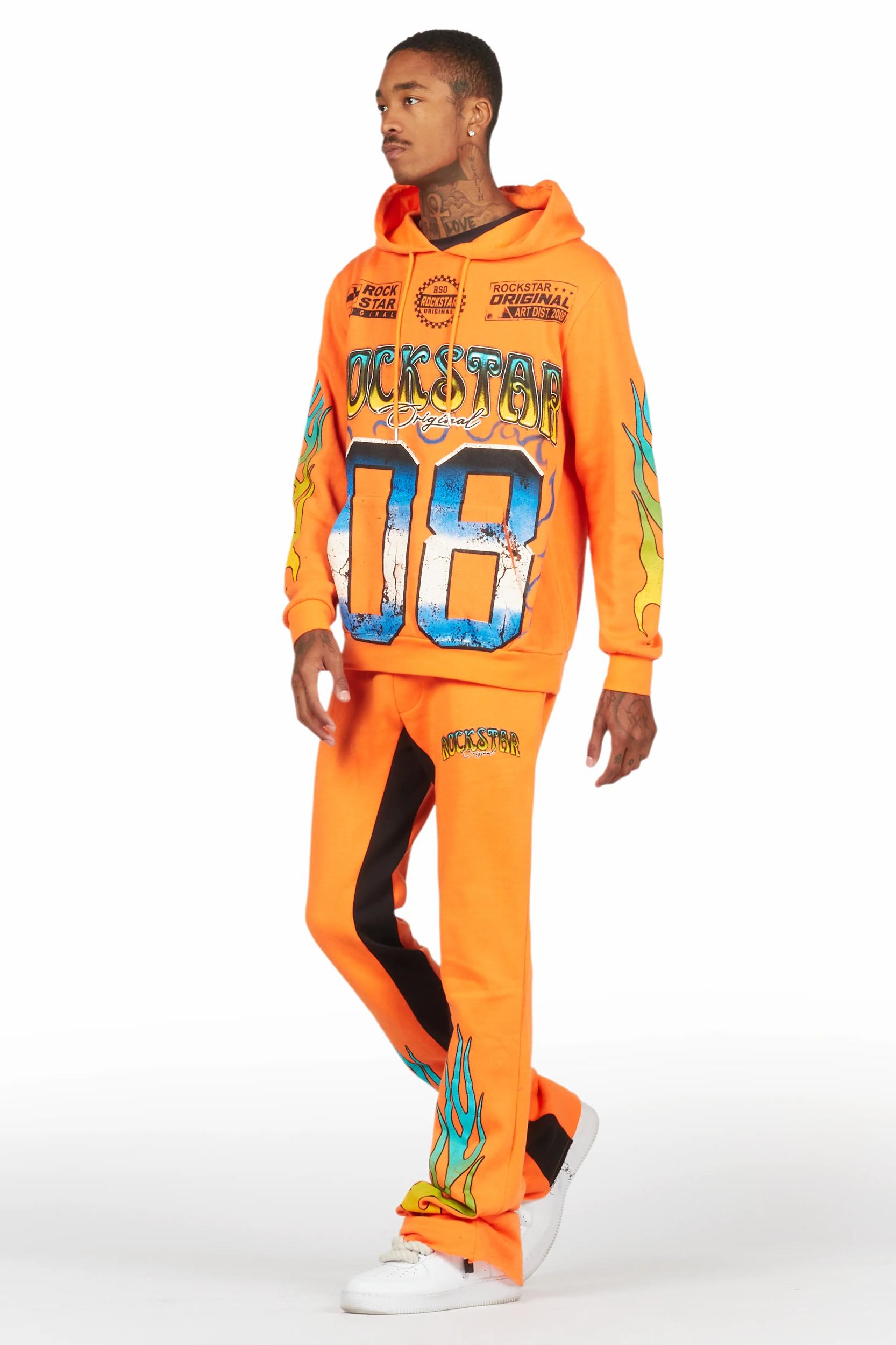 Quito Orange Hoodie/Baggy Track Pant Set Male Product Image