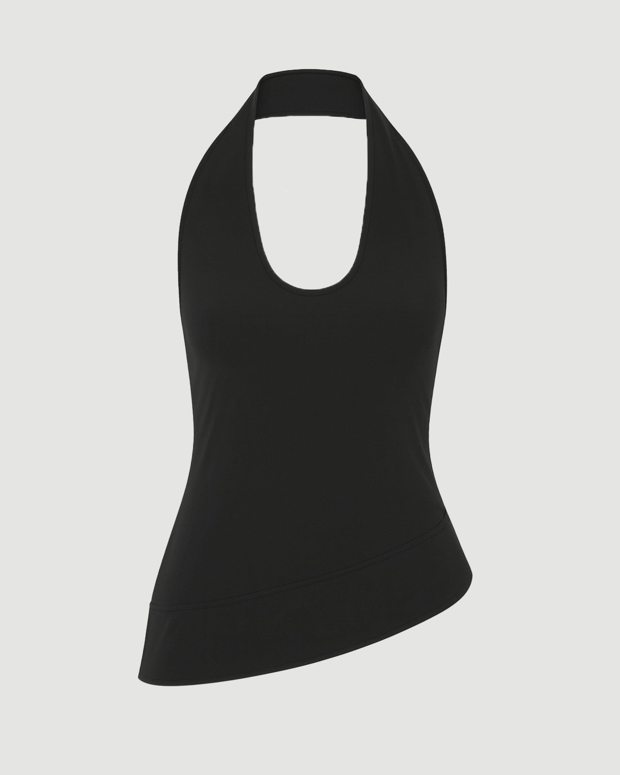 Anju Asymmetric-Hem Halter Blouse Product Image
