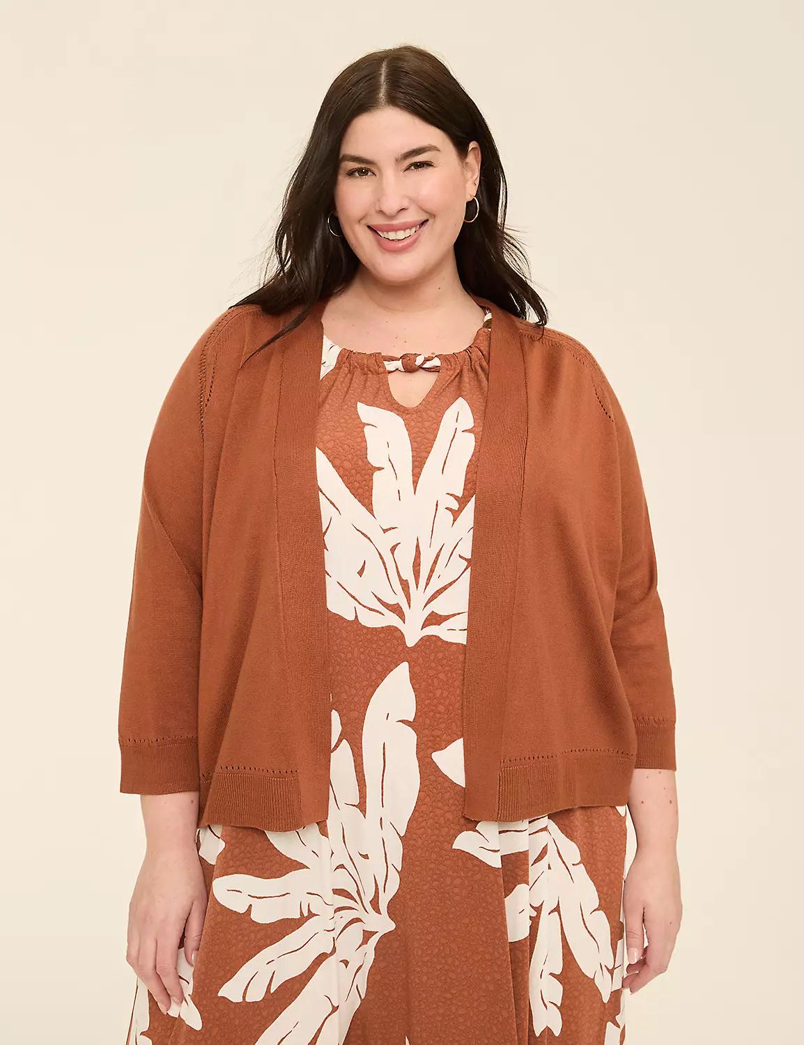 3/4-Sleeve Open-Front Shrug Product Image