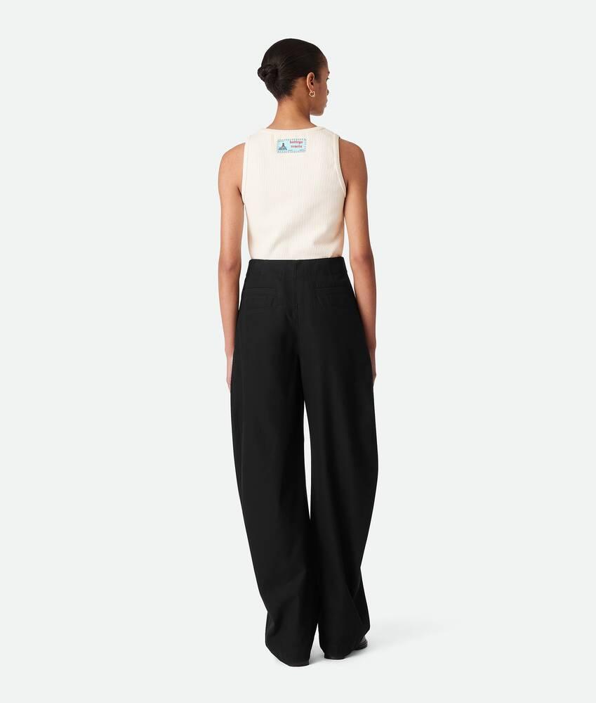Women's Cotton Twill Wide Leg Trousers in Black Product Image