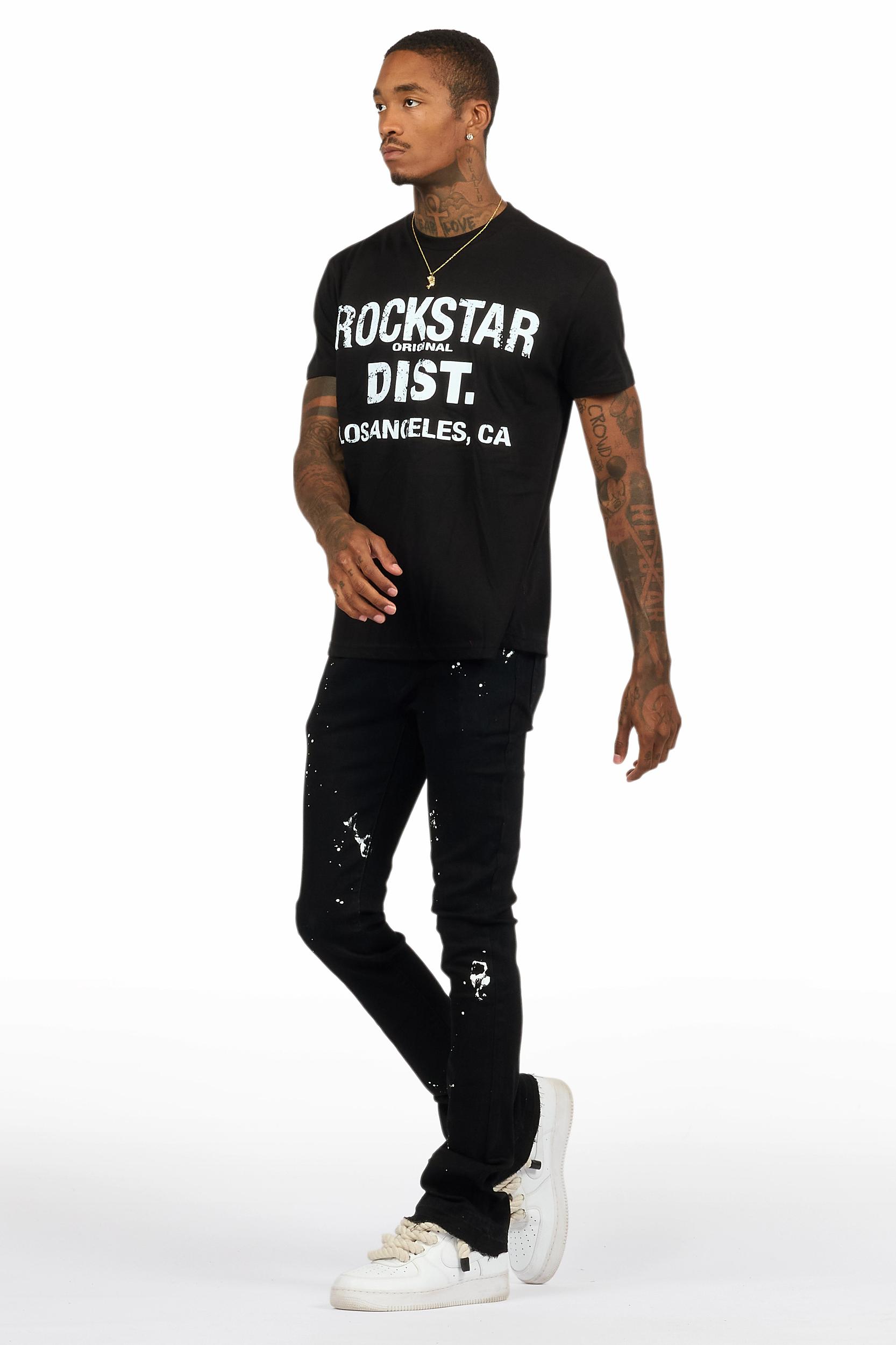 Lake Black/White T-Shirt/Dag Stacked Flare Jean Set Male Product Image