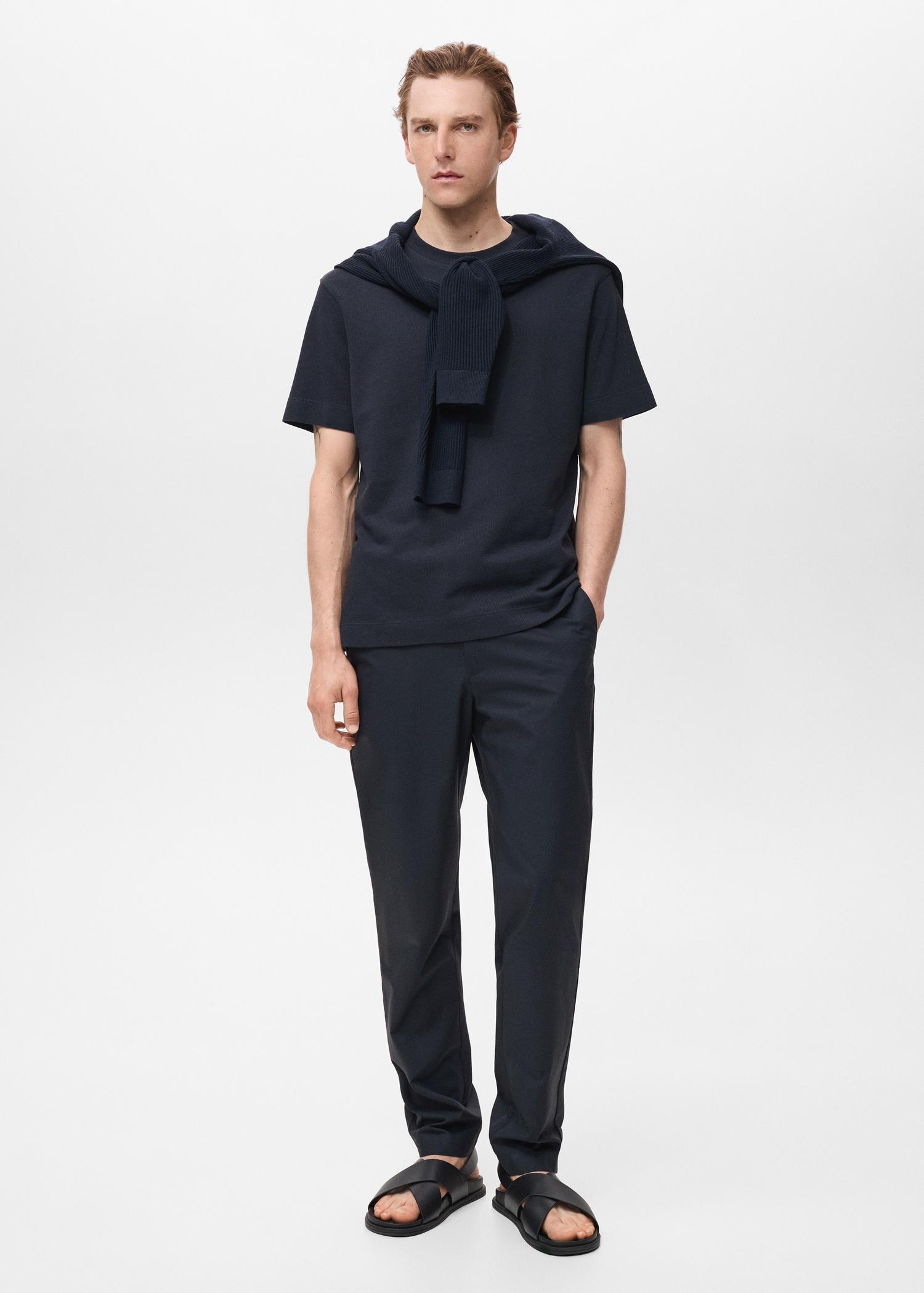 100% slim-fit cotton pants - Men | MANGO USA Product Image