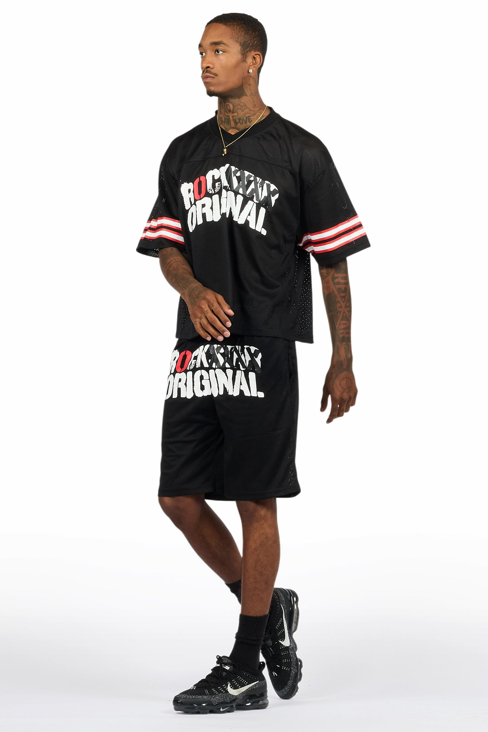 Crown Black Mesh Jersey Short Set Male Product Image