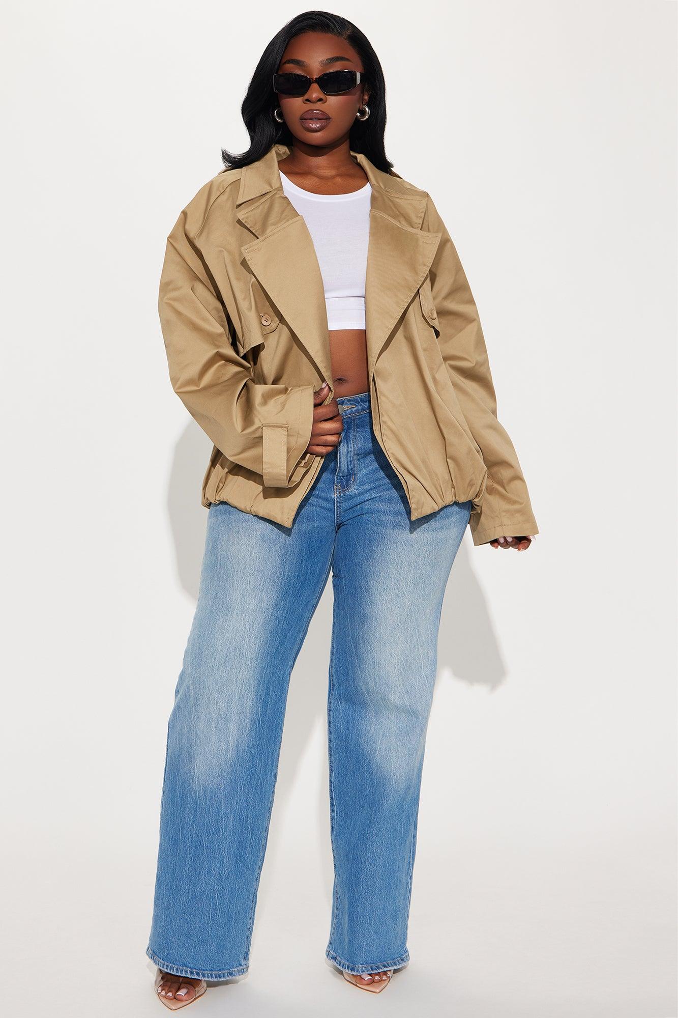 Marie Cropped Bubble Trench - Taupe Product Image