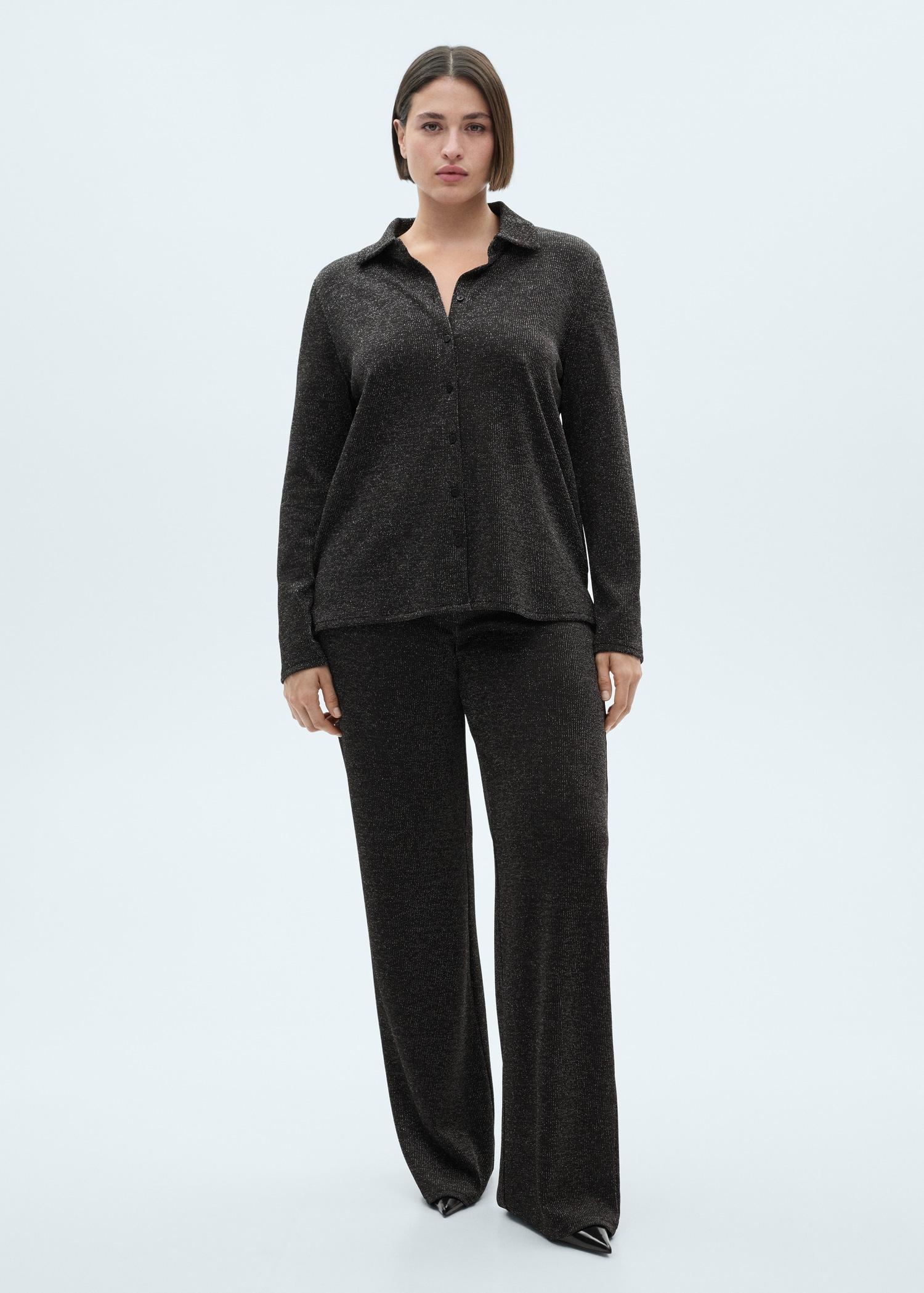 Lurex knitted shirt - Women | MANGO USA Product Image