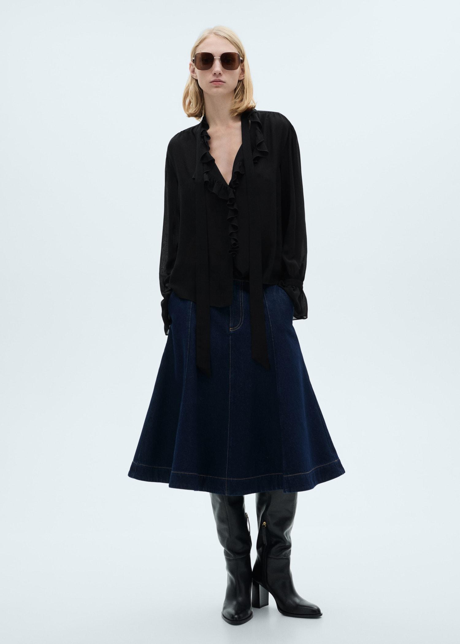 Flared denim skirt - Women | MANGO USA Product Image