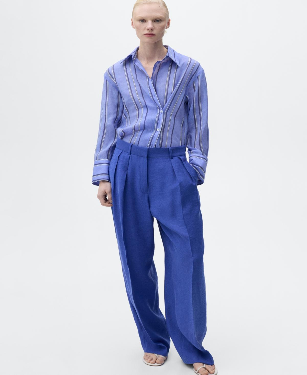 Pleated wideleg suit trousers - Women | MANGO USA Product Image