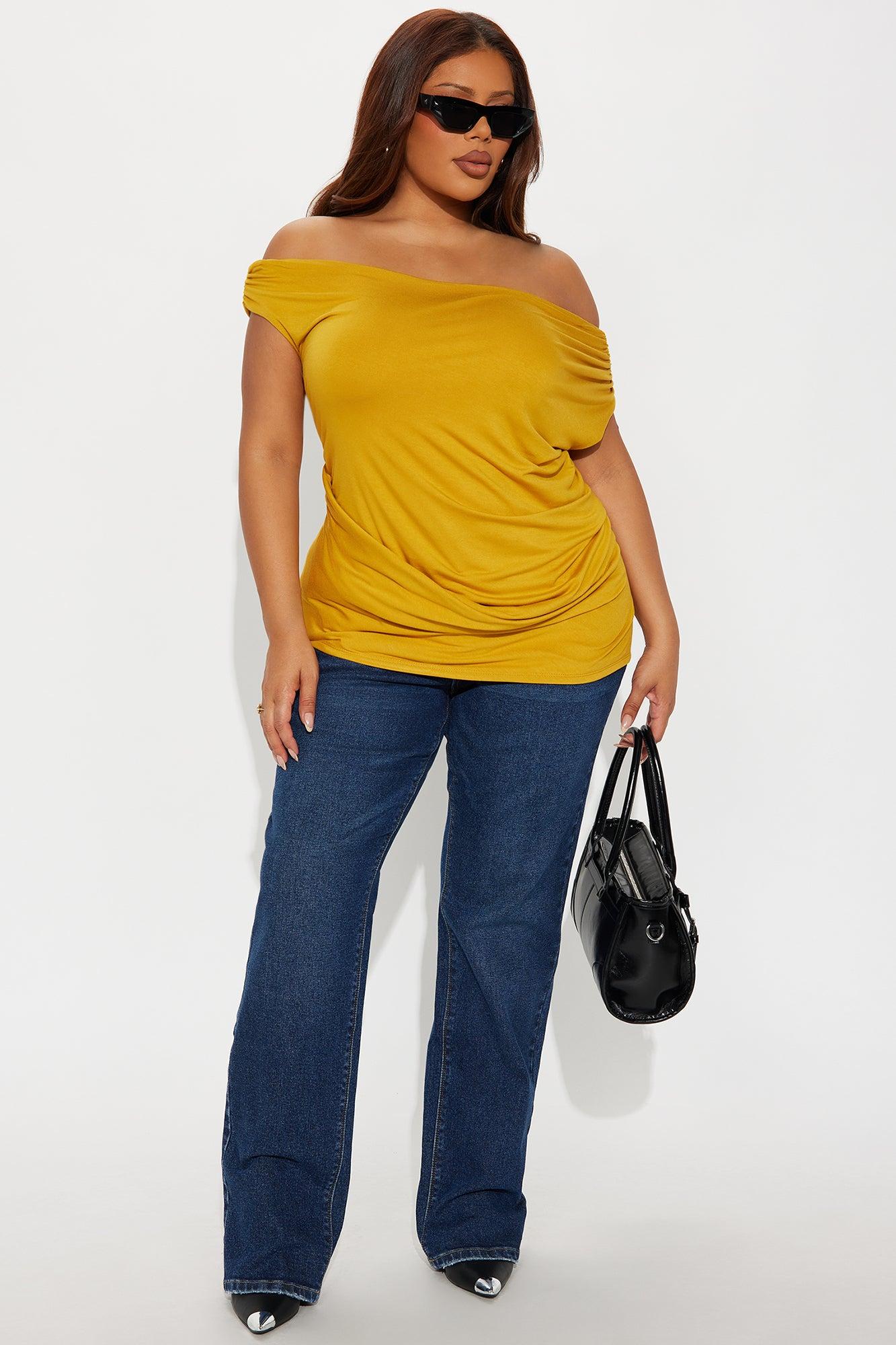 Embrace Her Double Lined Off Shoulder Top - Mustard Female Product Image