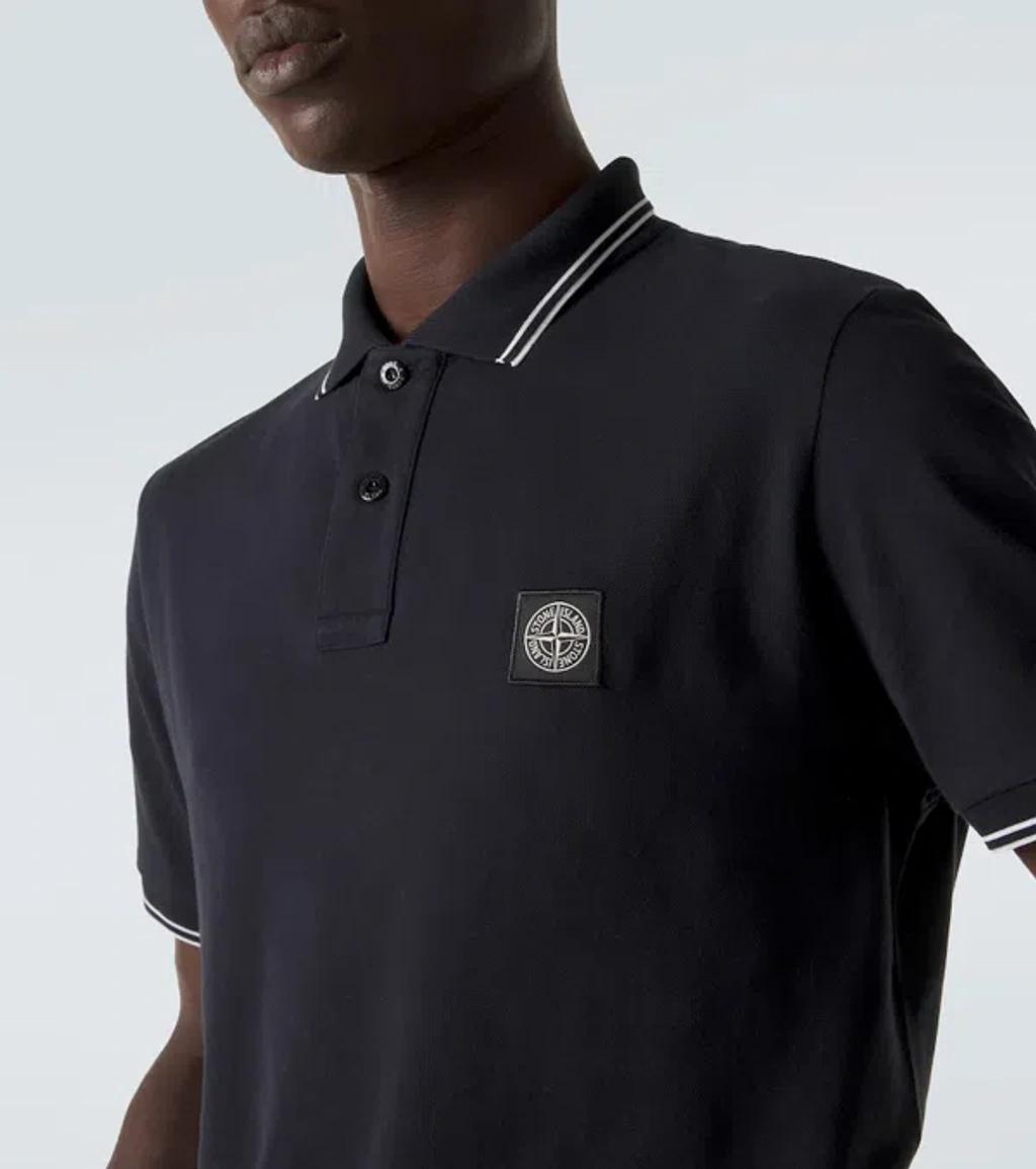 STONE ISLAND Mens Black Brand-patch Regular-fit Stretch-cotton Polo Shirt Xl Product Image